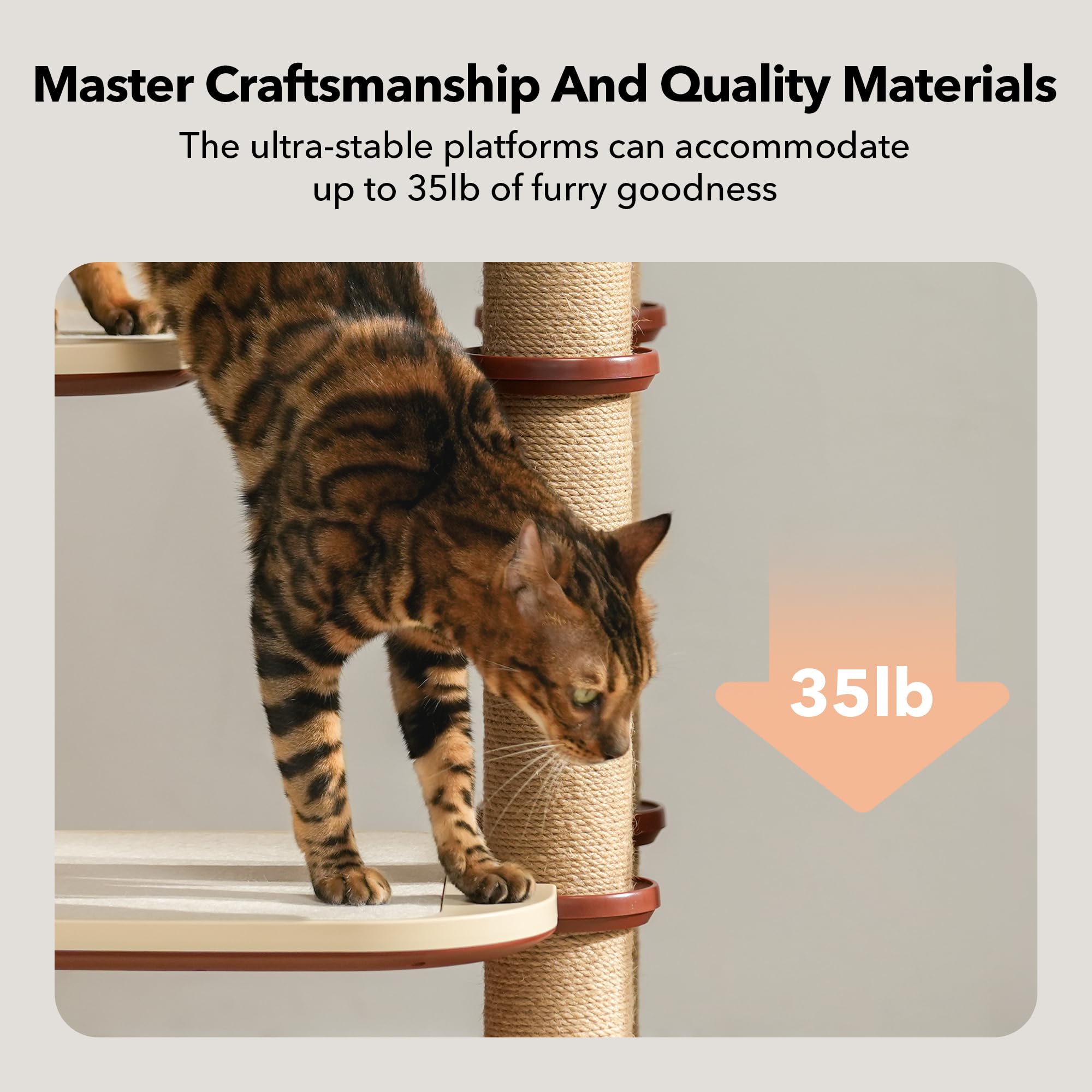 Petlibro Infinity Cat Tree Tower For Indoor Cats, Modular Design With Cat Bed, Toy, Felt Pads, Sisal Scratching Posts, 2-Second