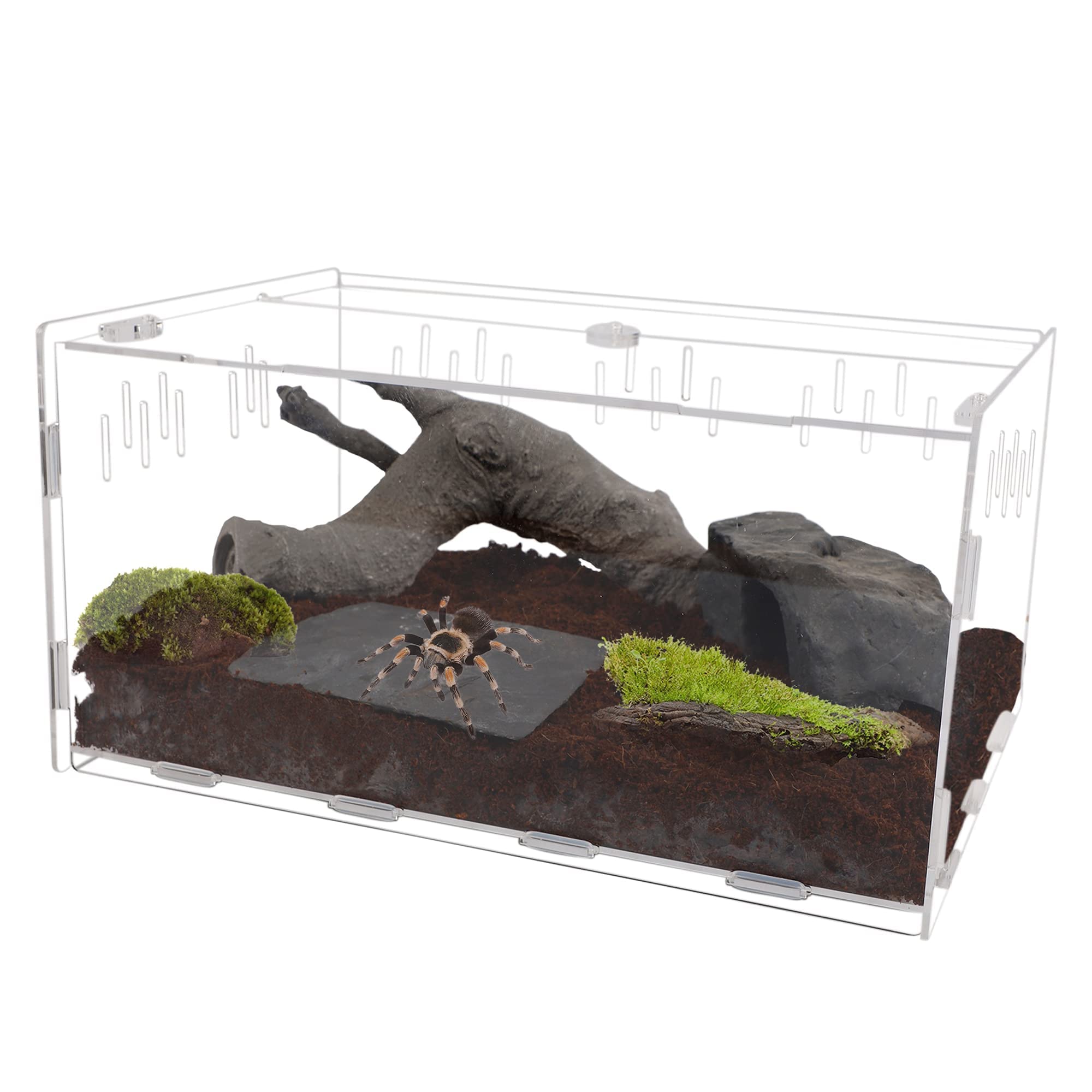 winemana Reptile Terrarium, Tarantula Enclosure, 16'' x 11'' x 6'' Acrylic Large Feeding Tarantula Habitat Box for Small Animals