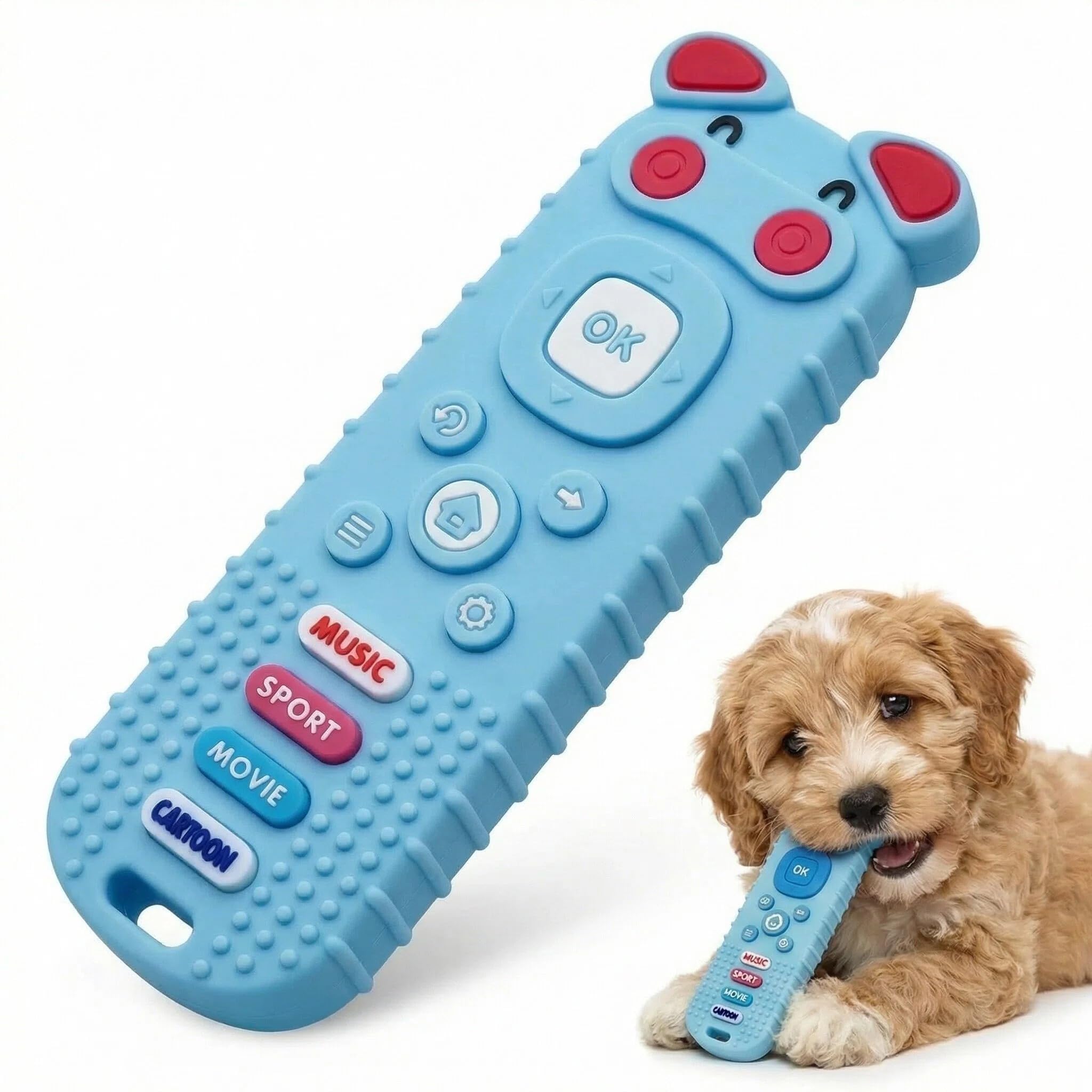 Flexibdiex Dog Toys For Boredom, Puppy Toy For Chewing Practice, Dog Toys For Kids, Blue Silicone Remote Control Design For Dogs