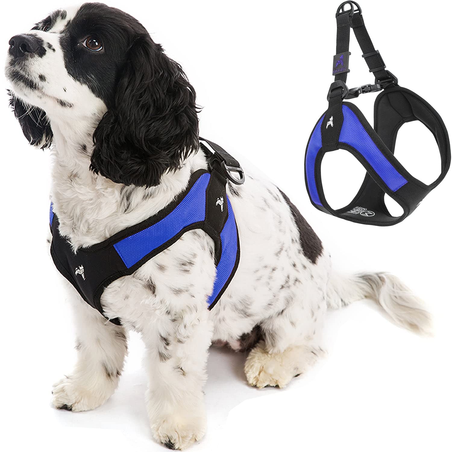 Gooby Escape Free Easy Fit Harness - Blue, Small - No Pull Step-In Patented Small Dog Harness With Quick Release Buckle - Perfec
