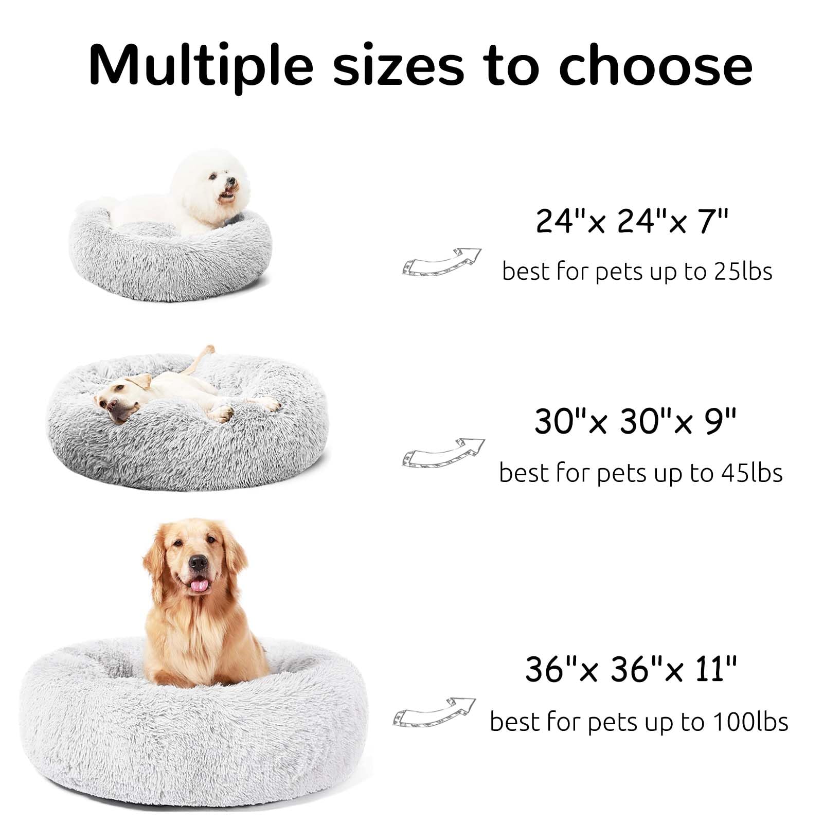 Hachikitty Calming Donut Cuddler, Large Dog Beds, Xlarge, 36''