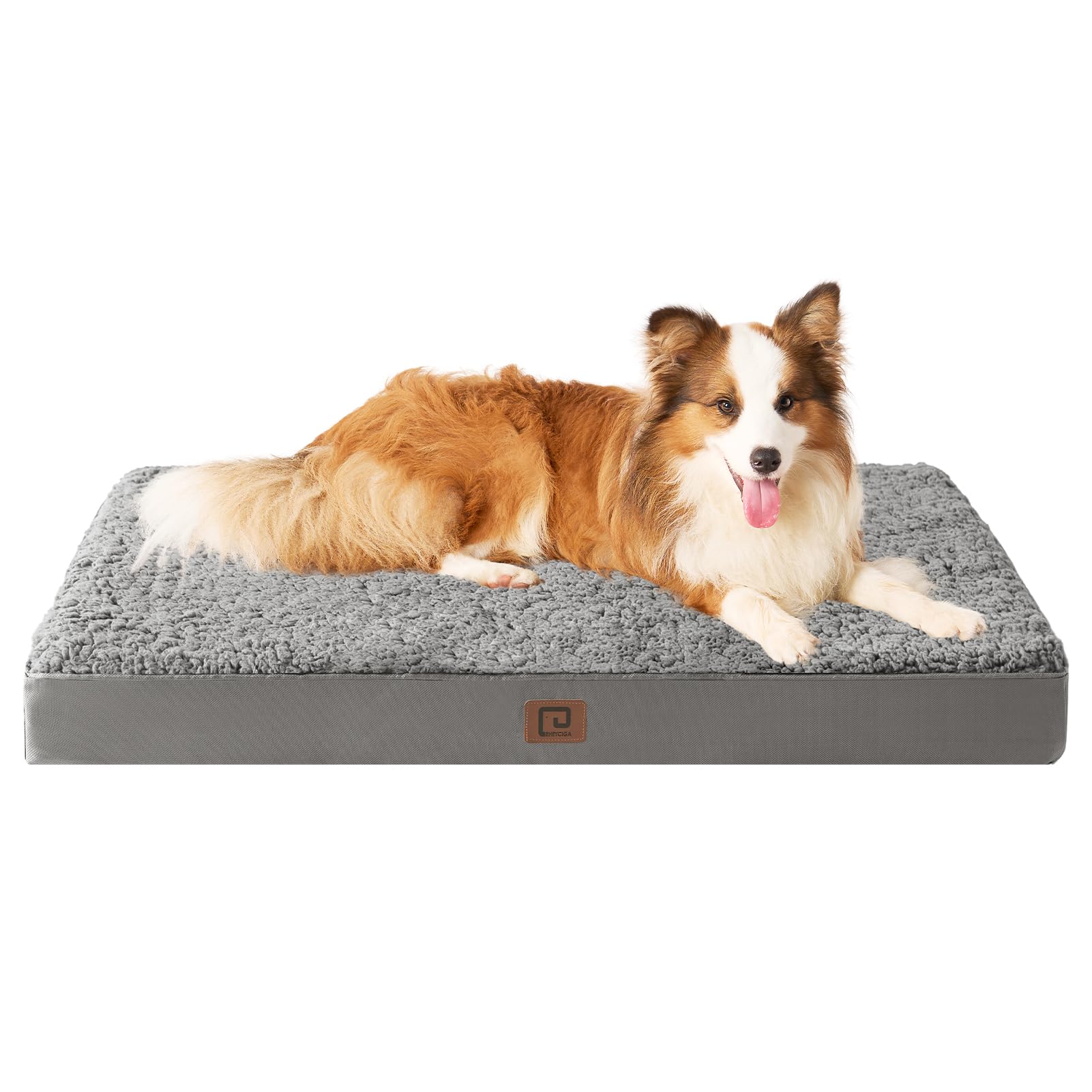 Eheyciga Orthopedic Xl Dog Beds For Extra Large Dogs With Removable Washable Cover For Crate, Light Grey, 41X27