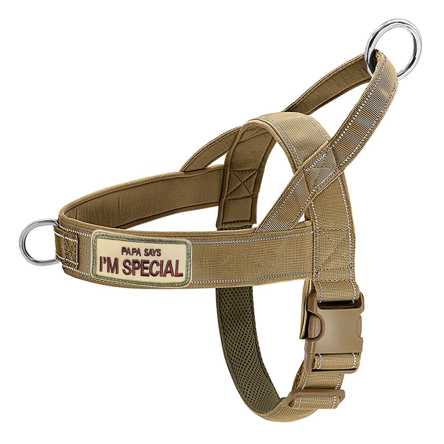 Qifbyfb No Pull Dog Harness For Medium Large Dog, Reflective Escape Proof Adjustable No Pulling Dog Harness, Dog Harness Brown L
