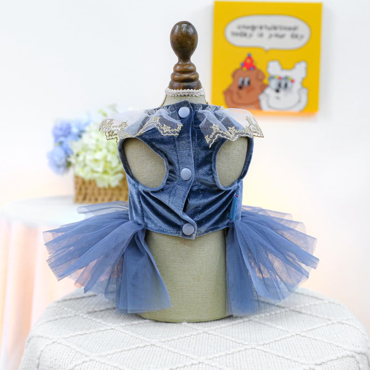 Marupet Fashion Sweet Puppy Dog Blingbling Princess Skirt Pet Dog Lace Cake Camisole Tutu Dress D-Navy M
