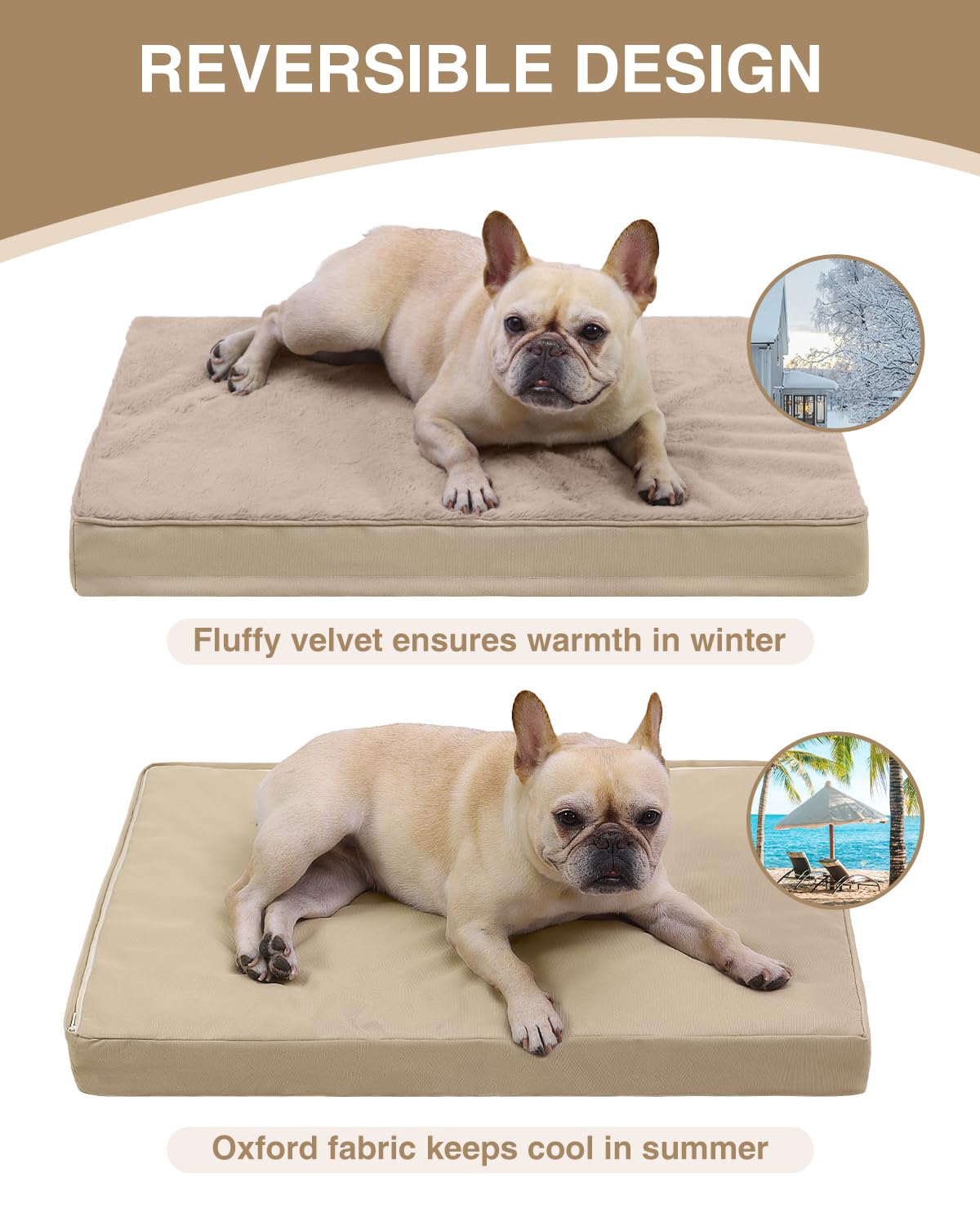 KSIIA Orthopedic Dog Bed Crate Waterproof Pet Mats for Extra Large Dogs Deluxe Plush Washable Pet Bed with Egg Crate Foam & Remo