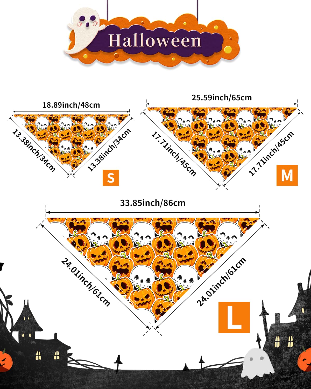 Pet Show 15 Pack Halloween Dog Bandanas Bulk Large Medium Small 3 Mixed Sizes Pumpkin Dogs Head Scarves Puppy Triangle Bib Suit