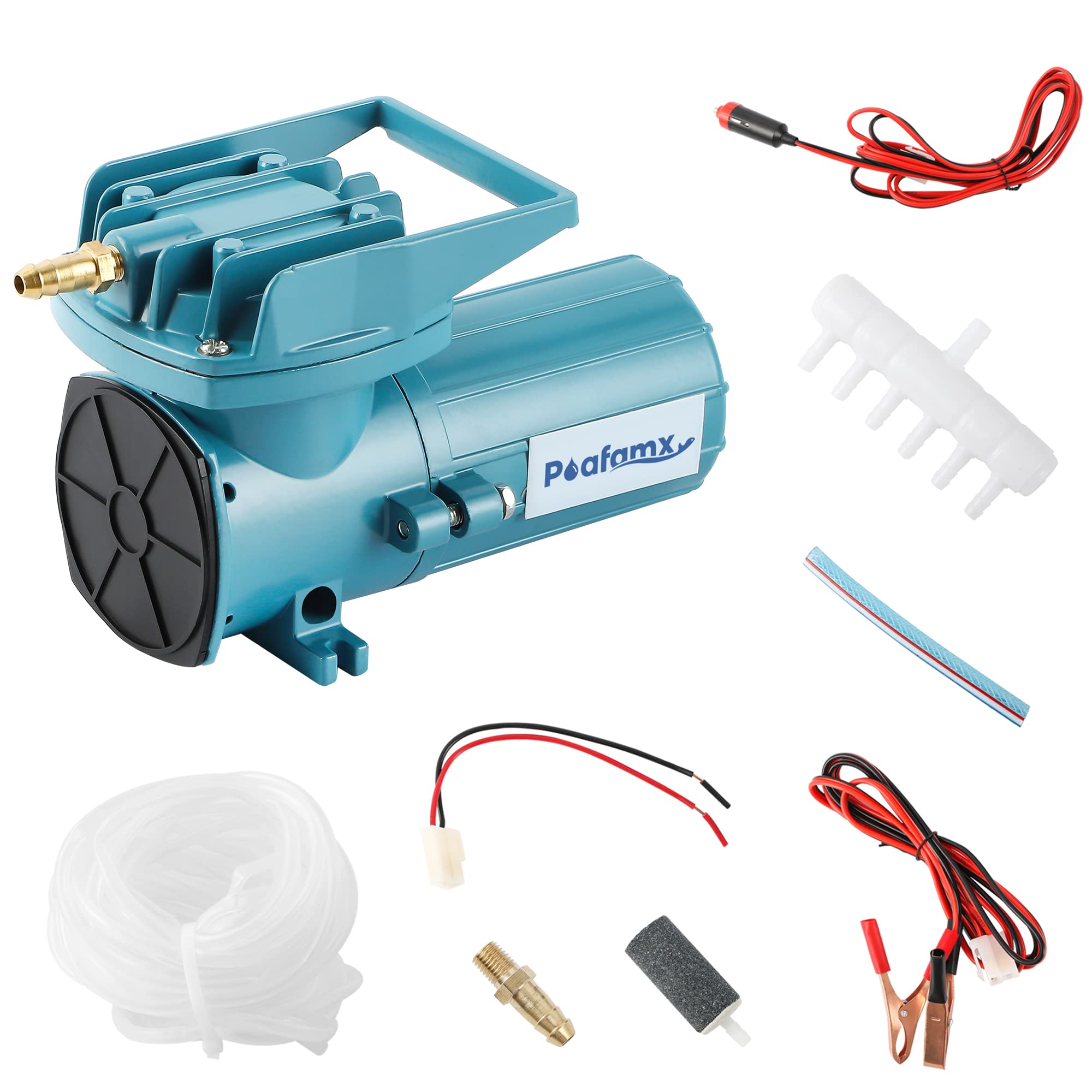 Poafamx Air Pump 18-130W 30-140L/min Oxygen Pump for Aquarium Fish Pond Battery Powered Portable AIR Aerator for Transporting Ou