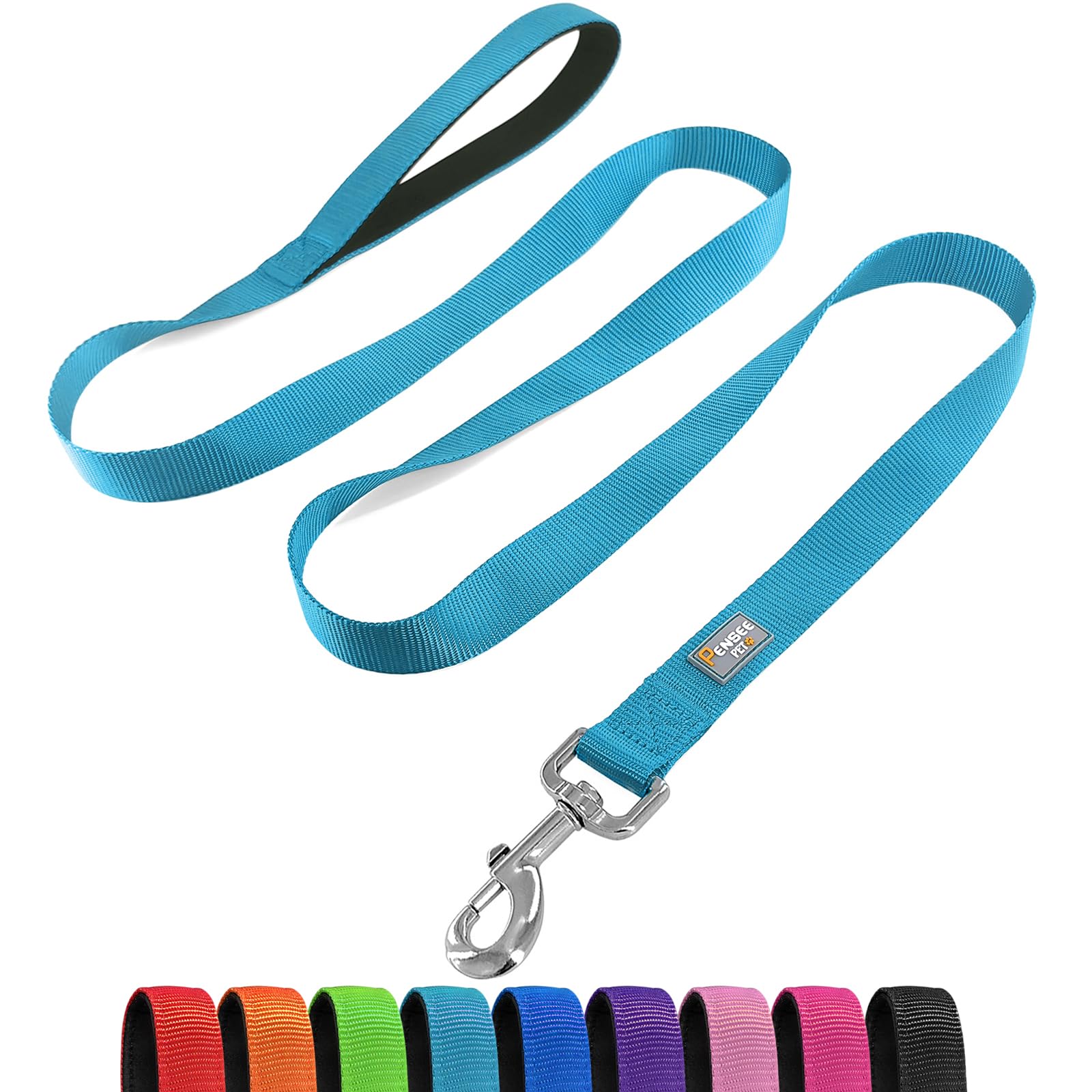 Penseepet Basic Dog Leashes 6 Ft Padded Handle Nylon Dogs Leashes For Medium Dogs Light Blue