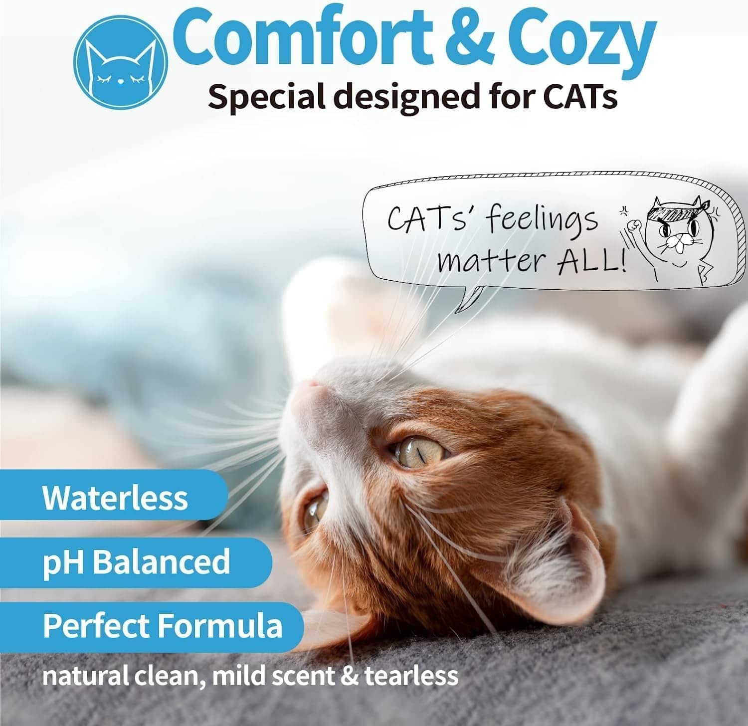 Mooncat Waterless Cat Shampoo - Licking Safe Dry Foam for Sensitive Skin, Paraben Free, pH Balanced, 5 oz