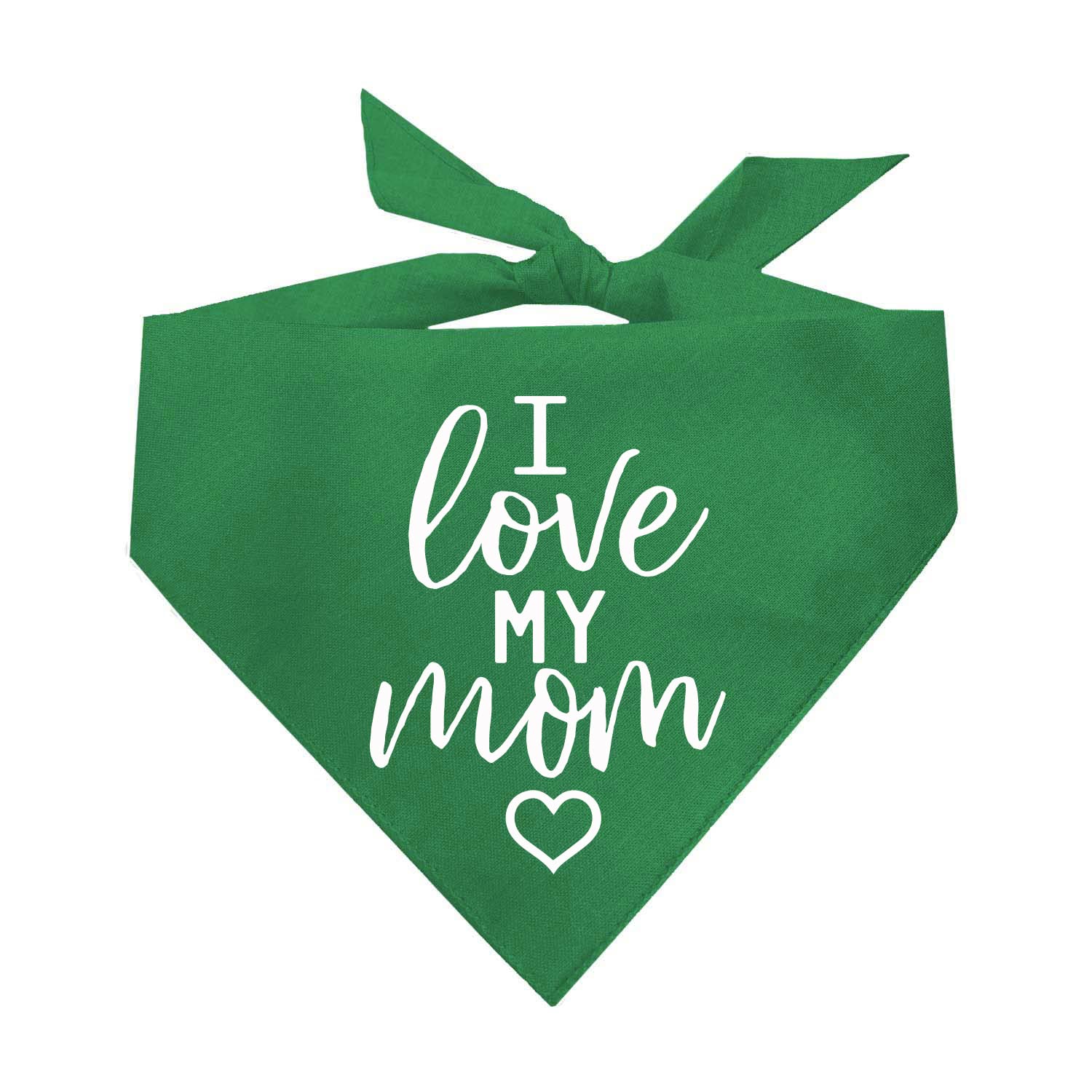 I Love My Mom Dog Bandana (Green, Os 177)