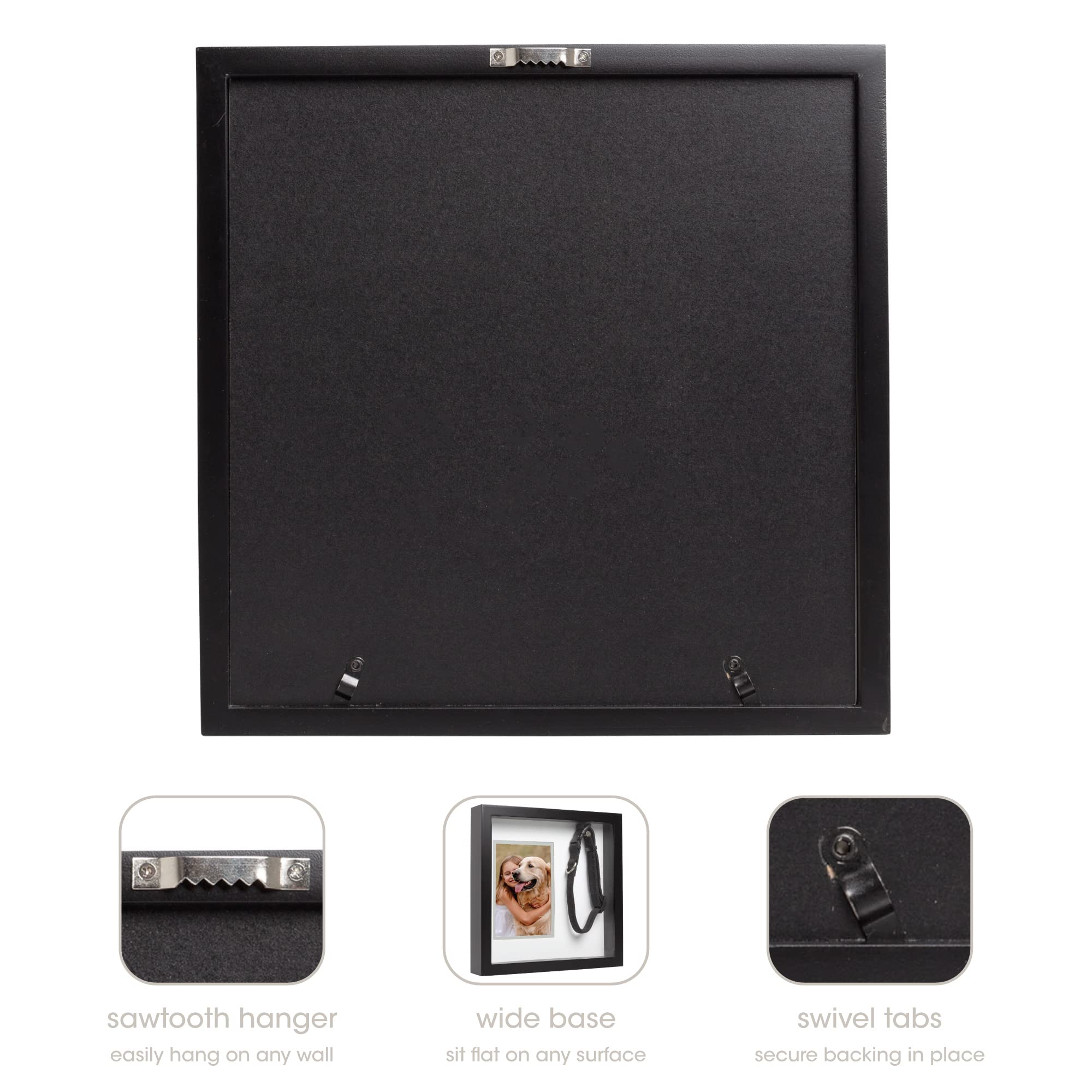 Pearhead Pet Collar Keepsake Picture Frame - Black, 4.5" x 6.5", Dog/Cat Memorial Gift, Model 89033