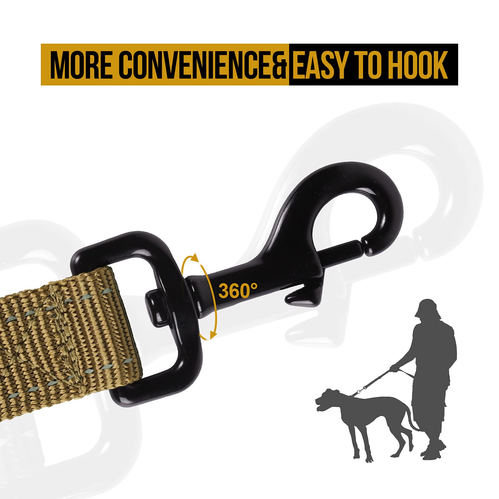 Onetigris Handled No-Pull Dog Walking Leash Long Traffic Leads For Medium To Large Dogs (Brown, 4Ft)