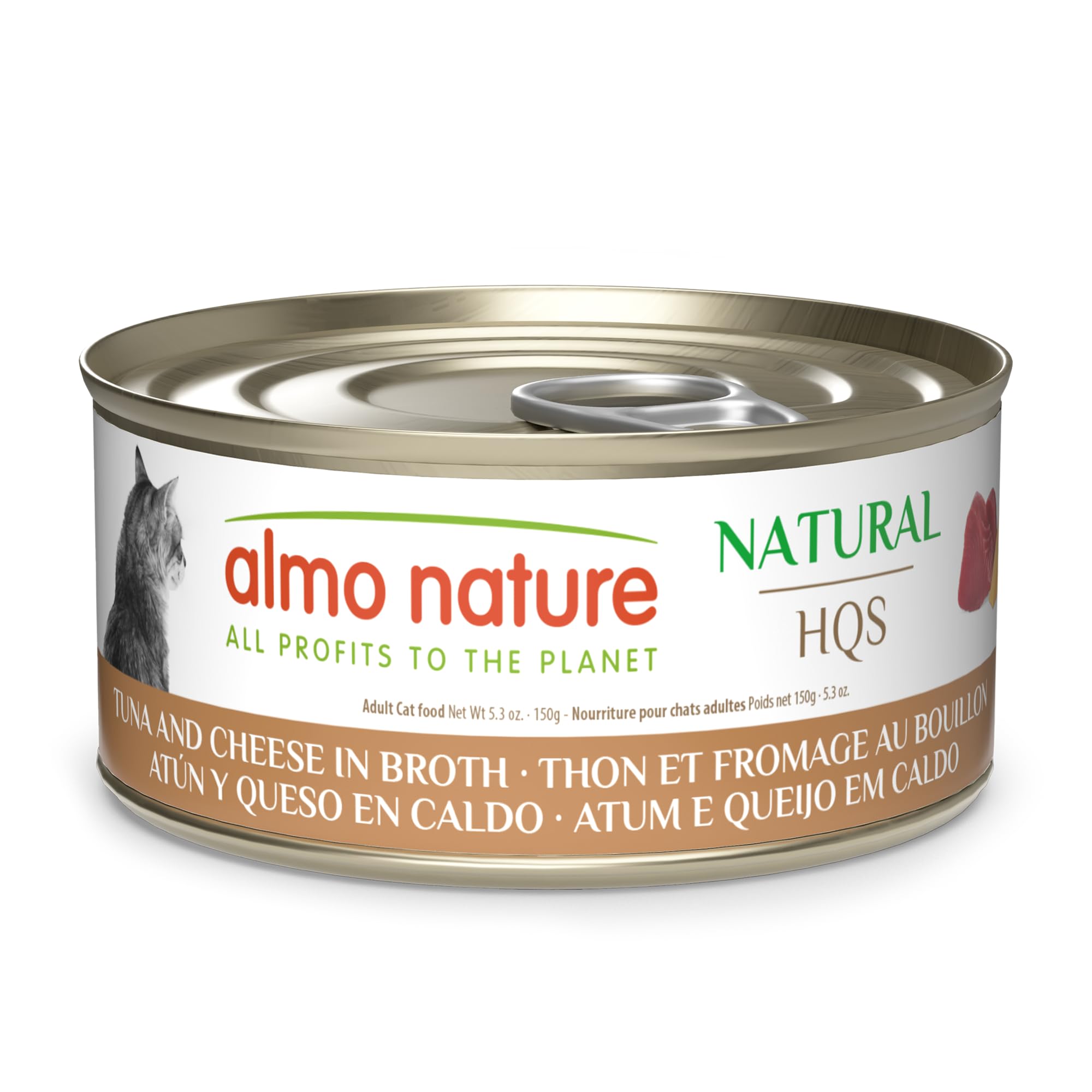 almo nature HQS Natural Wet Cat Food Tuna and Cheese in Broth, Grain-Free, 5.29 oz ((Pack of 24))