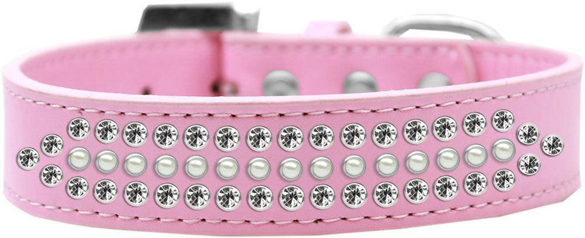 Dog, Puppy and Pet Fashion Collar, "Ritz Pearl & Clear Crystal Rimsets" Red 18