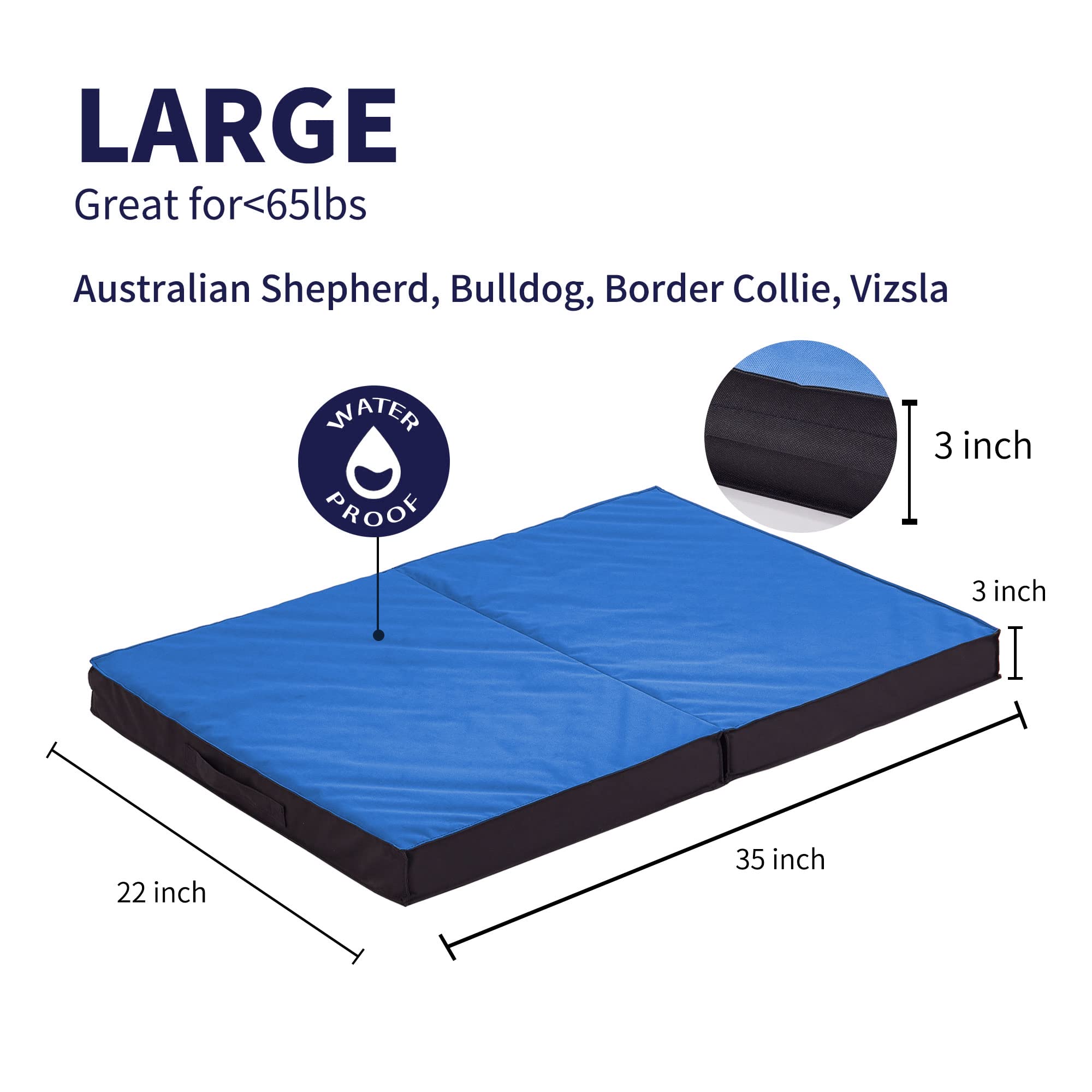 Petabby Outdoor Dog Bed For Large Dogs, Waterproof And Portable With Washable Cover, Foldable Cooling Orthopedic Bed For Outside