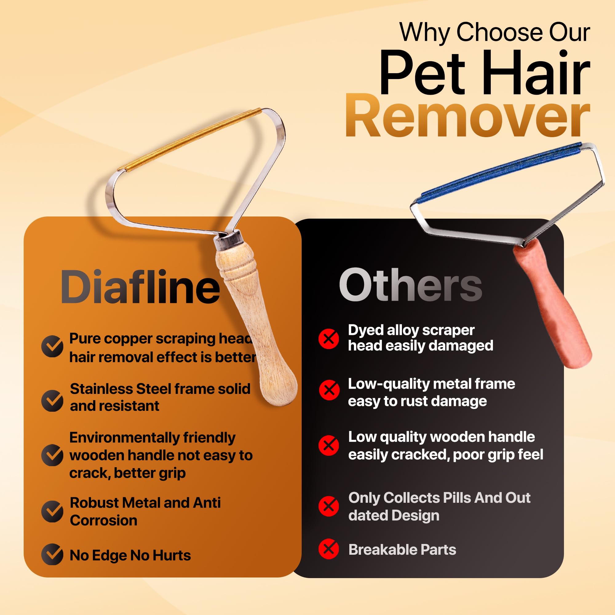 2-Pack Pet Hair Removal Tool - Carpet Rake and Squeegee for Pet Hair Remover Tool - Lint Remover and Hair Scraper for Couch - Ea