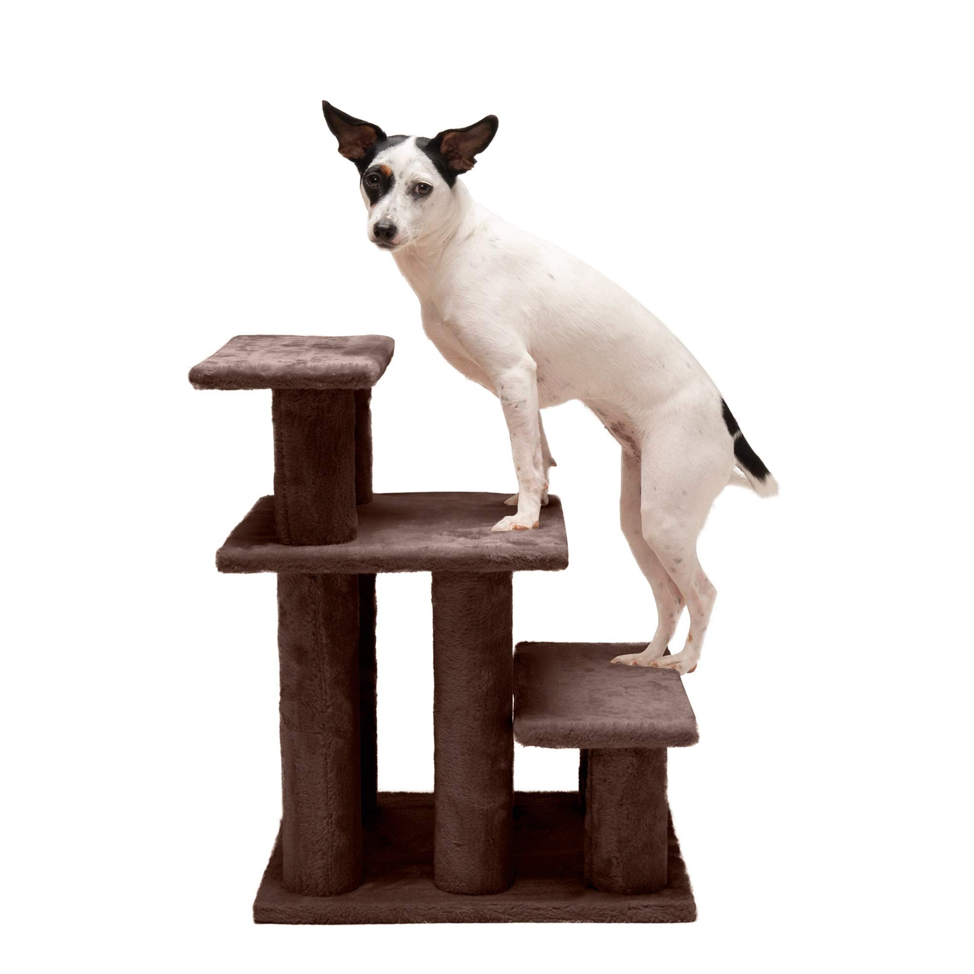 Furhaven Steady Paws Multi-Step Pet Stairs For High Beds & Sofas - Brown, 3-Step