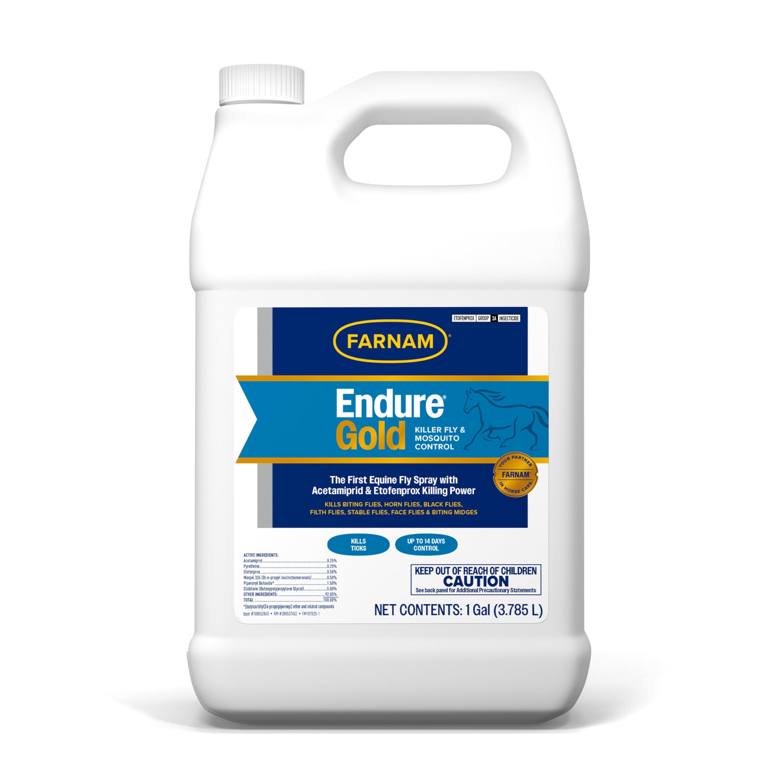 Farnam Endure Gold Fly Spray for Horses, Killer Fly Spray Powered by Acetamiprid & Etofenprox, Kills Biting Flies Fast and Prote