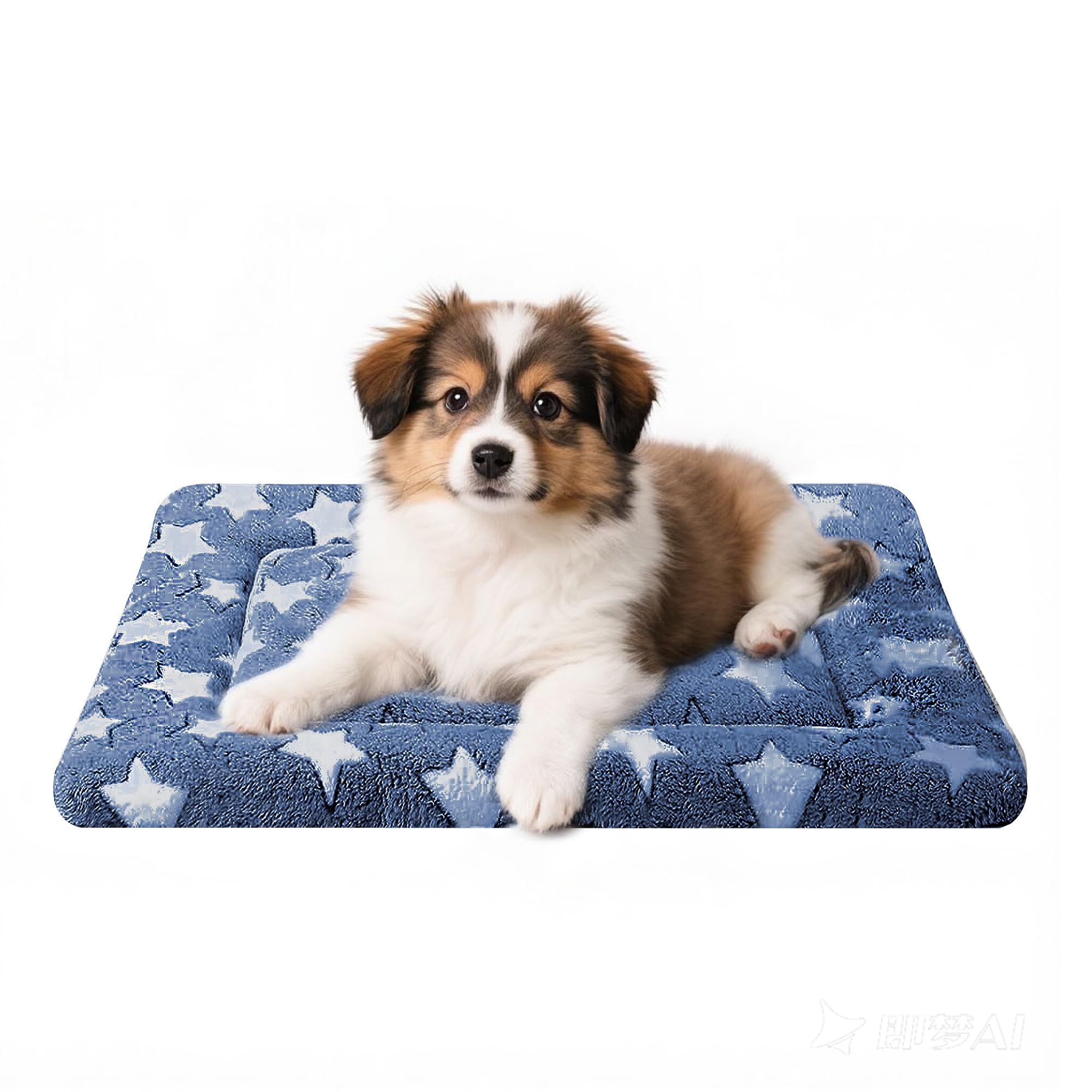 Dog Bed Mat - Comfortable Dog Kennel Pad, Multi-Purpose Crate Bed Mats for Dogs & Cats (NavyBlue&Stars, 24.0 L x 18.0 W x 1.5 Th