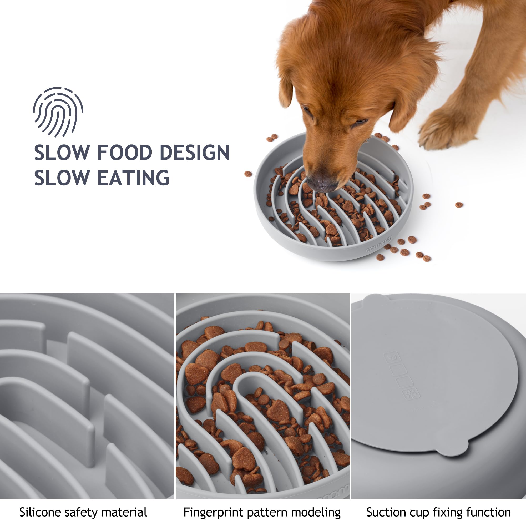 Coomazy Large Silicone Slow Feeder Dog Bowls, Interactive Puzzle Toy for Pets Food Training, Keeps Dogs Busy, Prevents Puppy Ove