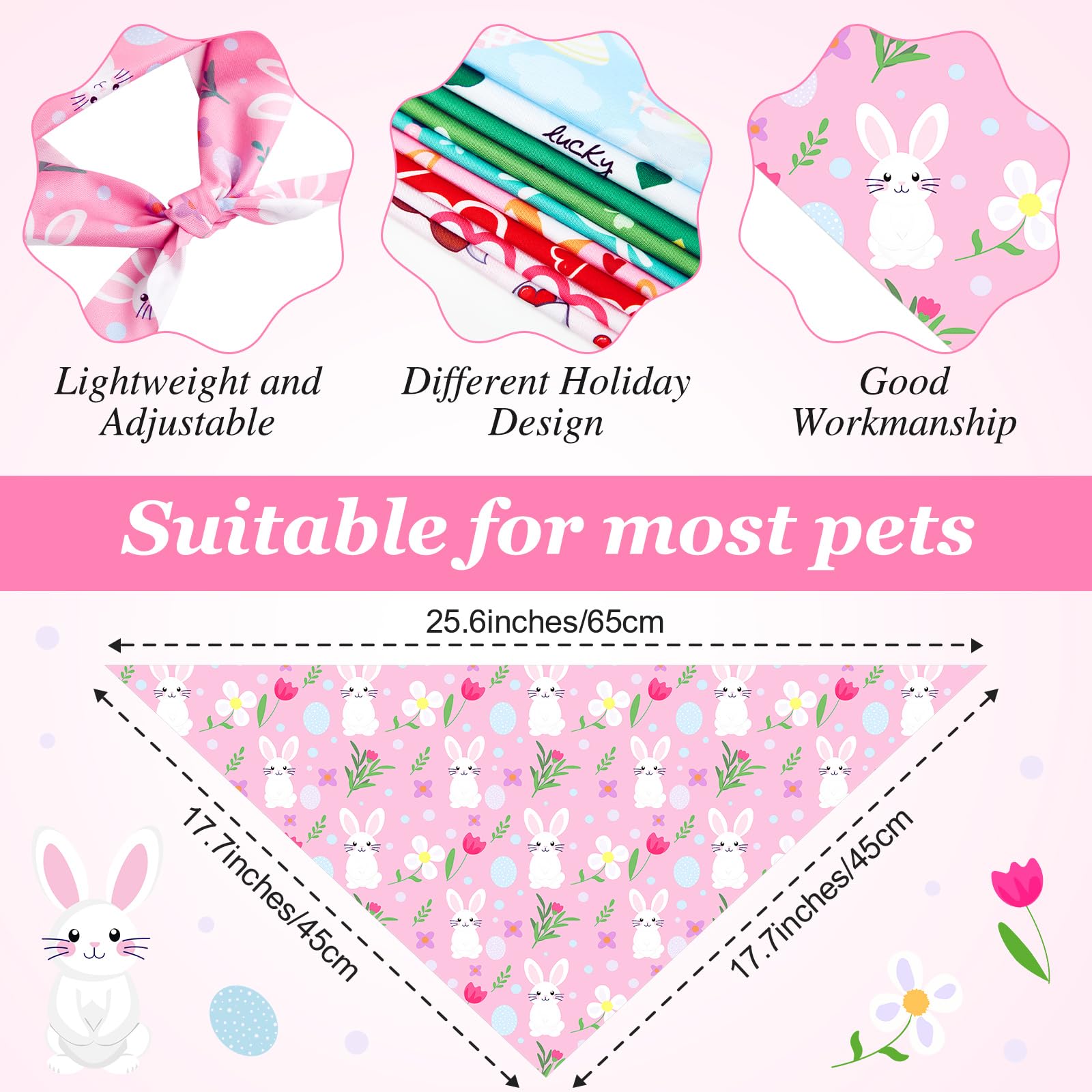 Jeere 100 Pieces Easter Dog Bandanas Bulk Holiday Bandanas For Pet Triangle Scarf Puppy Dog Kerchief Bibs For Small Medium Pet F