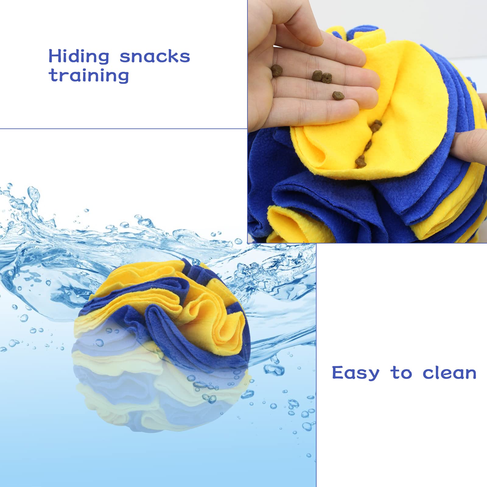 Wishlotus Dog Snuffle Ball - Interactive Puzzle Toys For Dogs, Enrichment Feeding Mat Slow Feeder Stress Relief (Yellow+Blue)