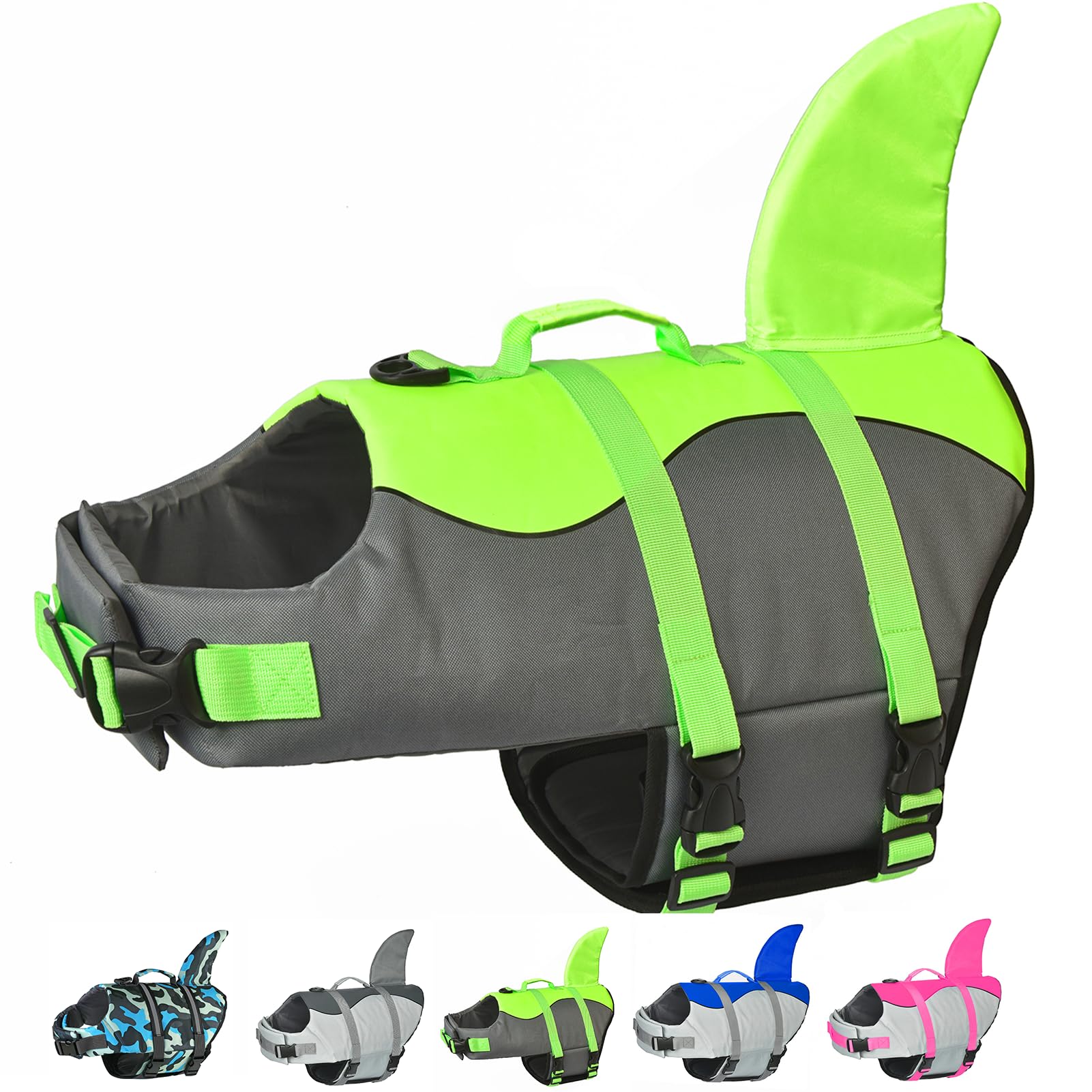 Doglay Dog Life Jacket Shark, Ripstop Dog Life Vests For Swimming Boating With High Buoyancy And Rescue Handle, Adjustable Dog Life Jacket Pet Flotation Vest For Small Medium Large Dogs