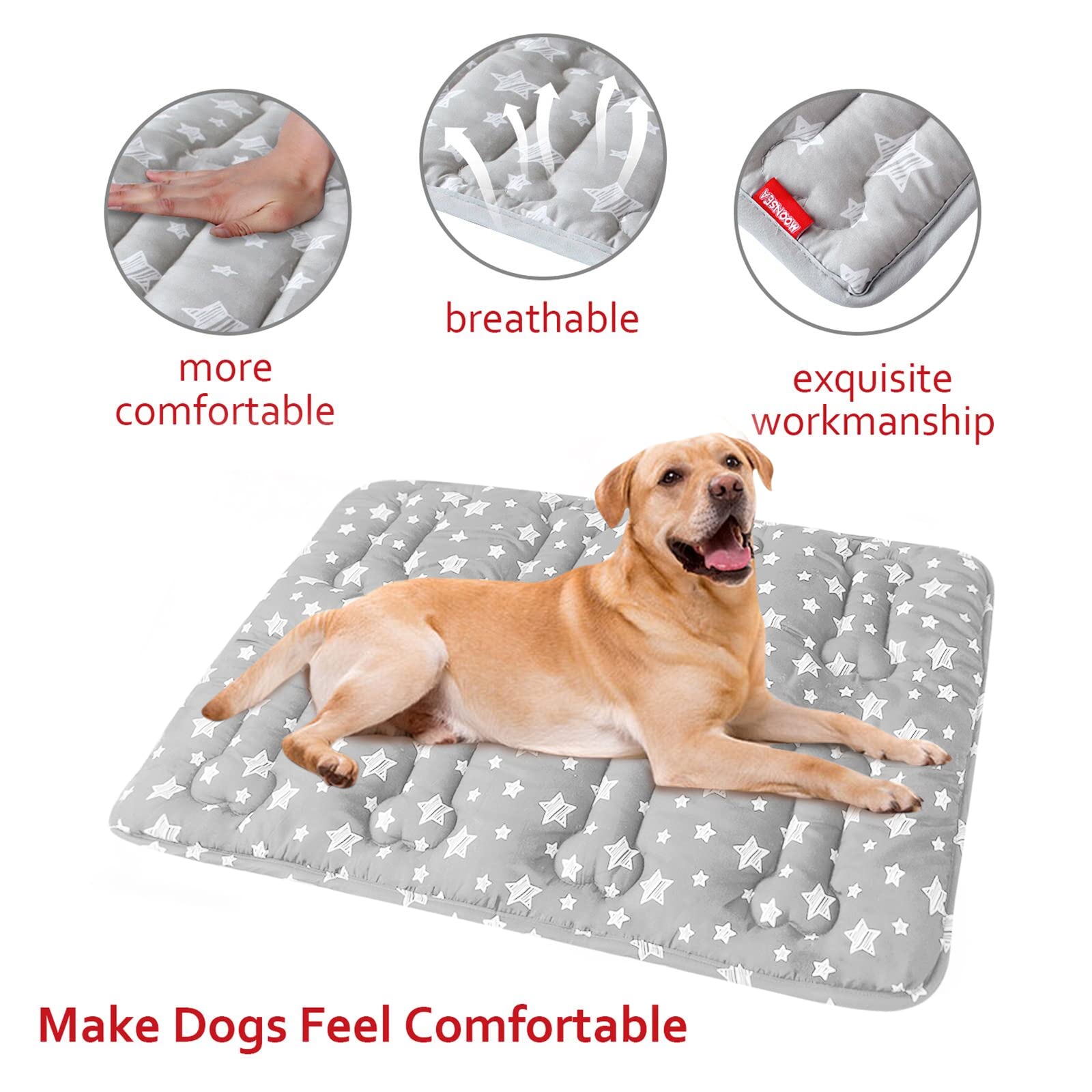 Dog Crate Mat (42'' X 28'') 2 Pack, Soft Dog Bed Mat with Cute Prints, Personalized Dog Crate Pad, Anti-Slip Bottom, Machine Was