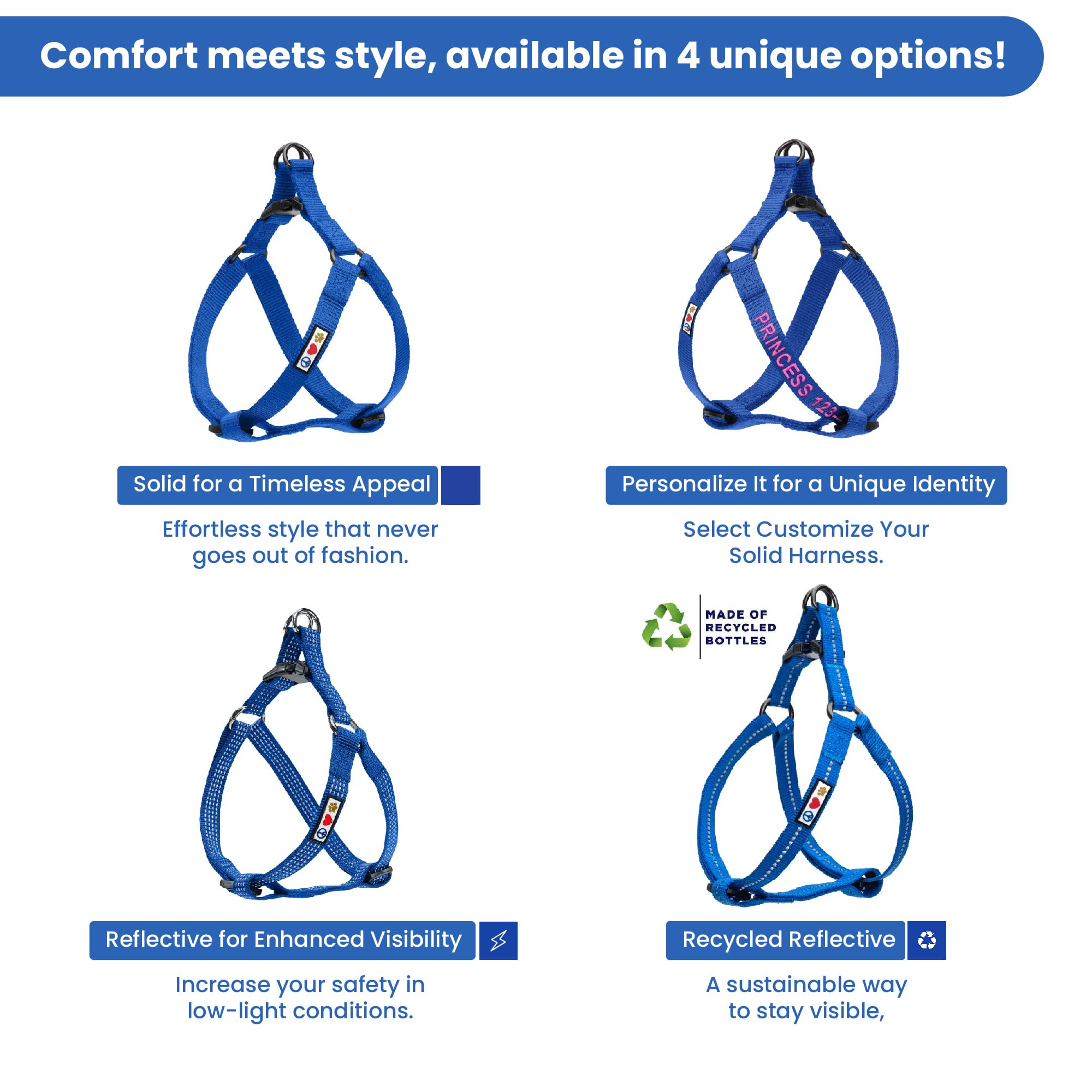 Pawtitas Solid Color Step In Dog Harness Or Vest Harness Dog Training Walking Of Your Puppy Harness Small Dog Harness Blue Dog Harness