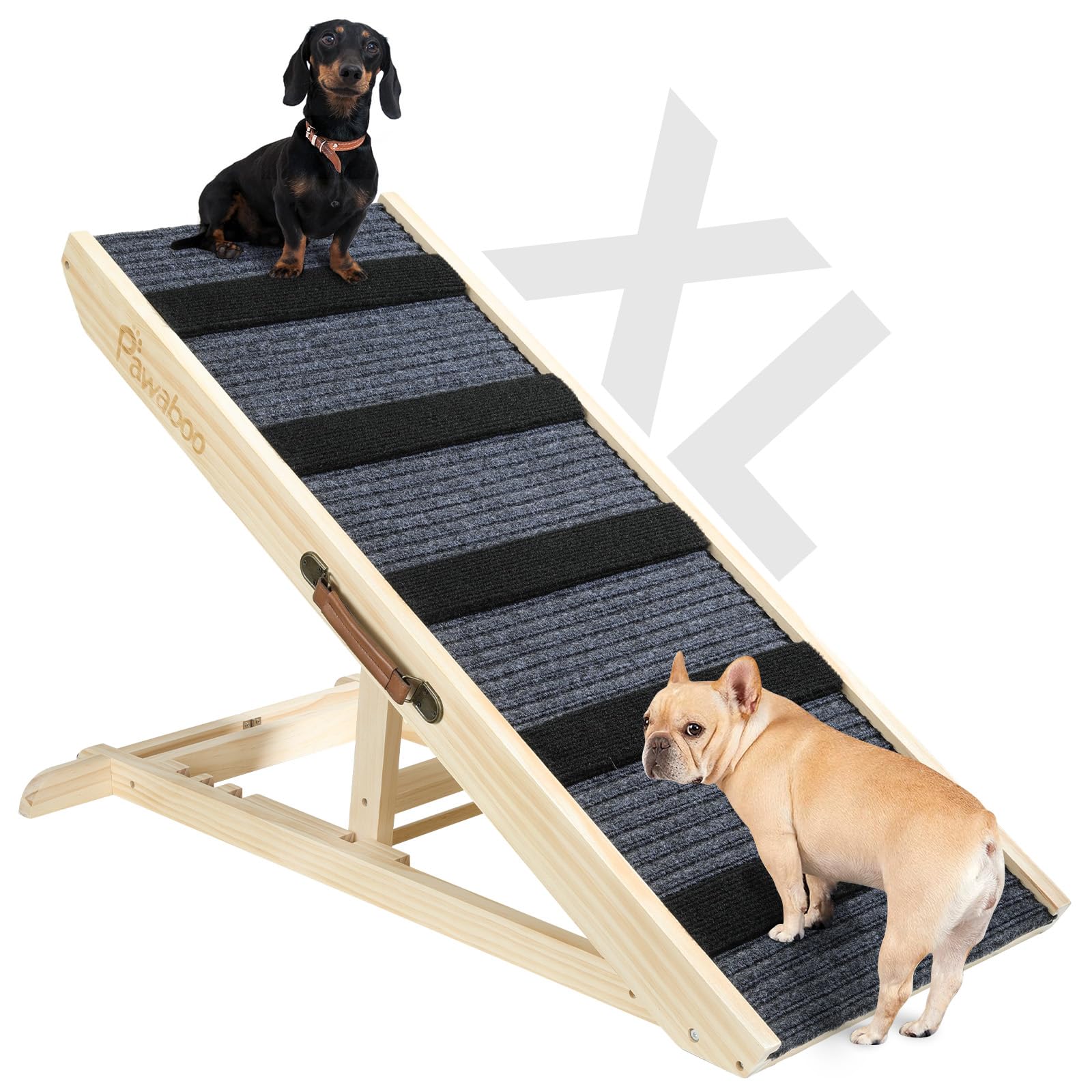 Large Dog Ramp for Bed Couch, Extra Wide Portable Wooden Pet Ramp, 4 Adjustable Height from 11.6 to 22.4, Pet Step for Small