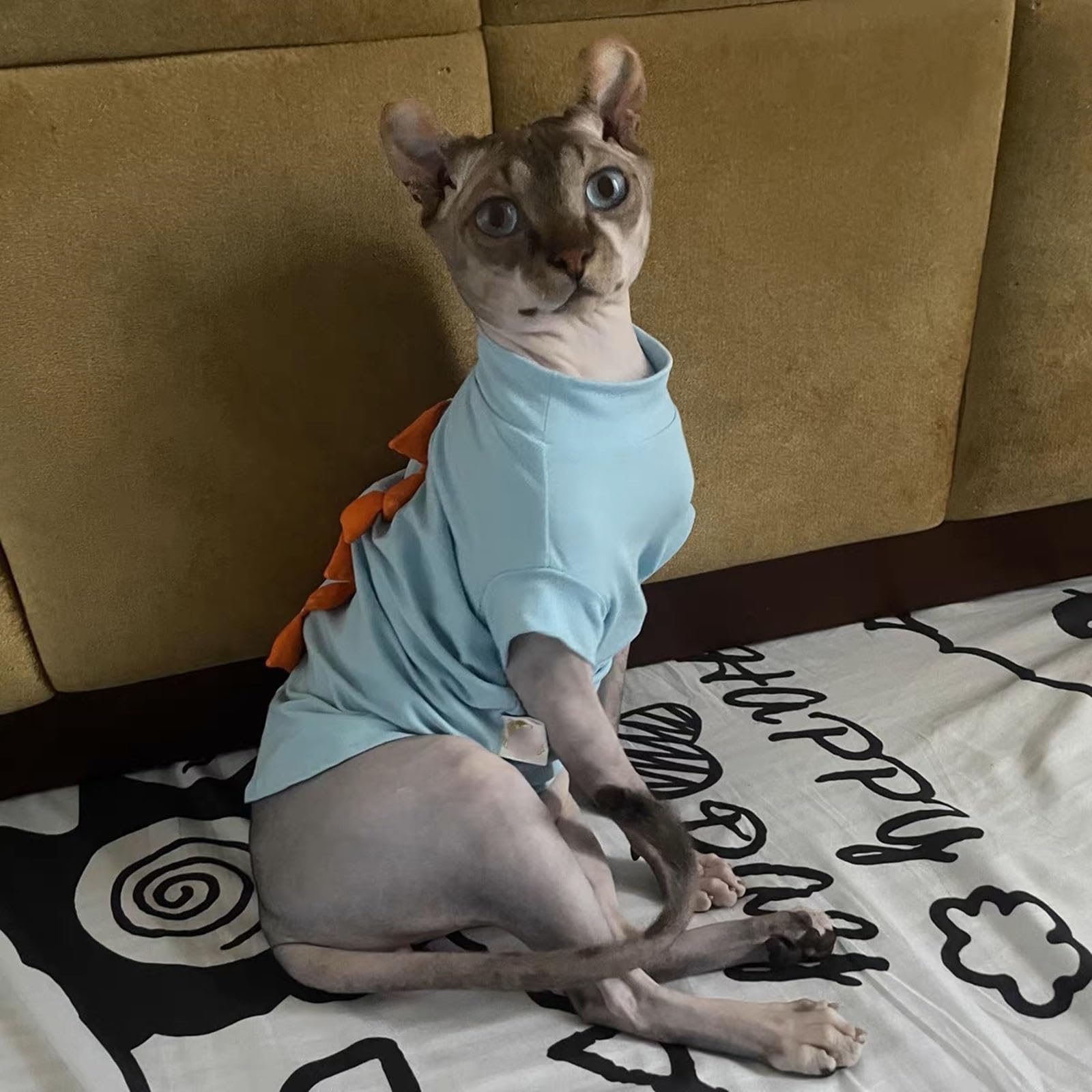 Dinosaur Sphynx Hairless Cat Clothes Cute Summer Cotton Shirts Cat Costume Pet Clothes Kitten T-Shirts Cats Small Dogs Apparel (