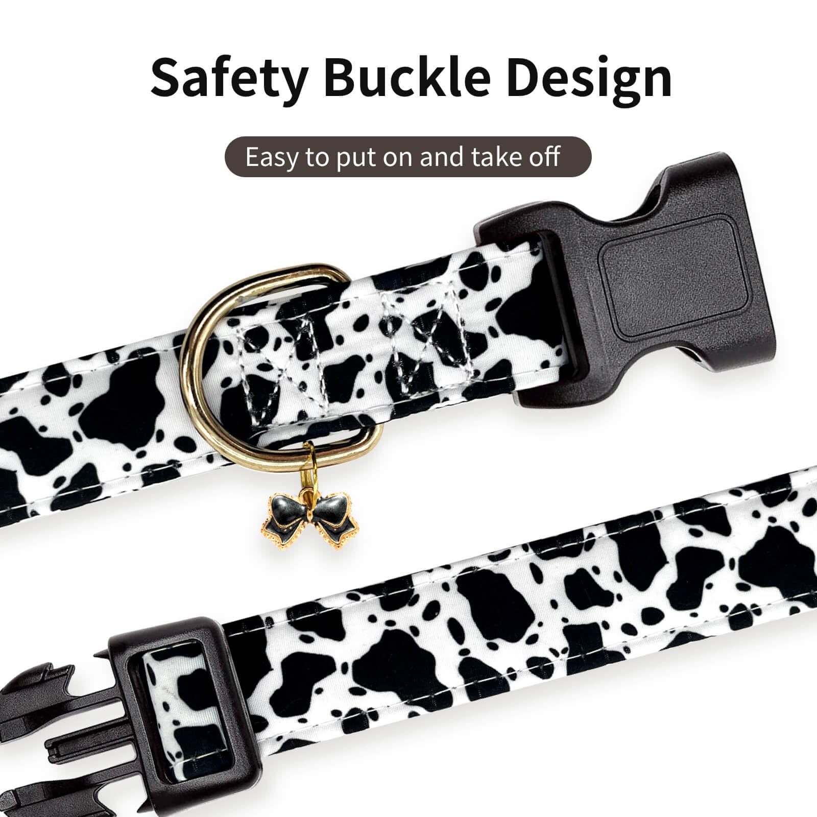 Gelwoo Cotton Dog Collar,Soft and Cute Puppy Collars with Crow Patterned Design for Girl Female Boy Dogs,Adjustable Buckle Pet C