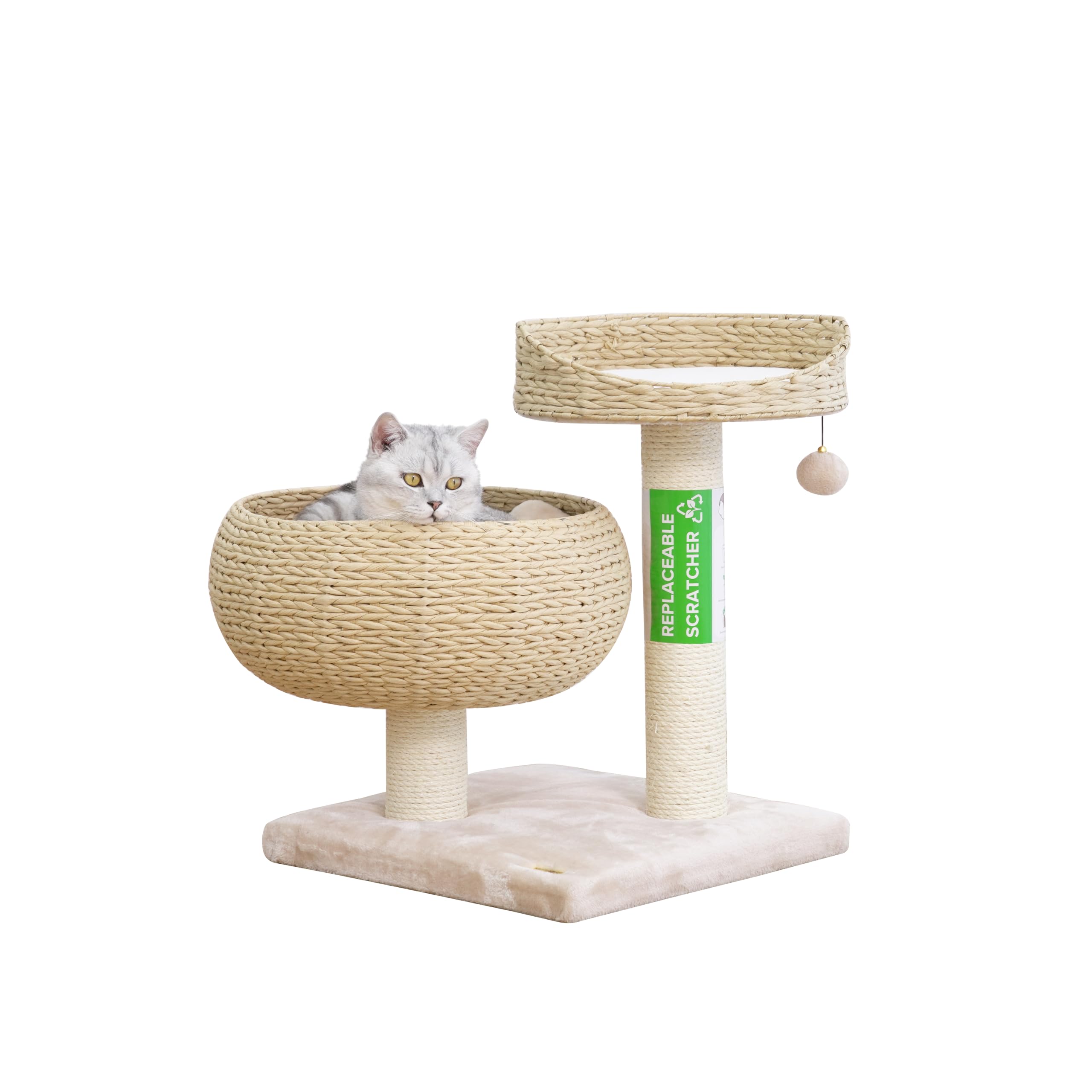 Petpals Paper Rope Natural Bowl Shaped With Perch Cat Tree