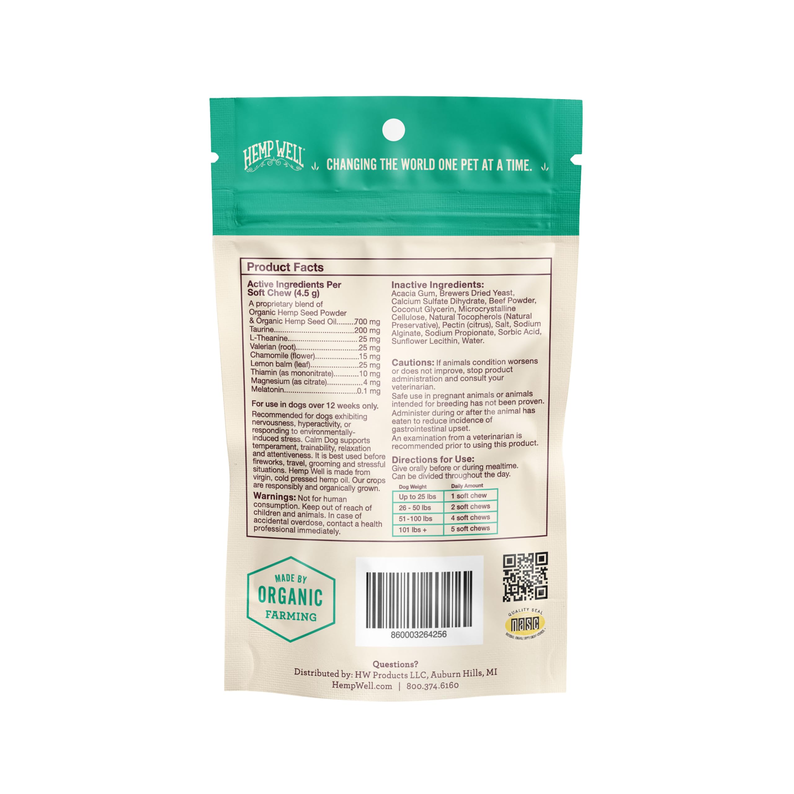 Hemp Well Calm Dog Soft Chews Relieves Anxiety, Calms and Relaxes Your Dog, Aids in Stress Relief and Behavioral Issues, Dog Tra