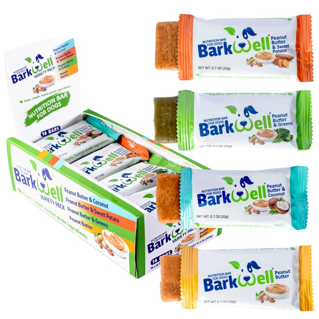 BarkWell Peanut Butter Bars for Dogs, 0.7 Ounce, 16-Pack (Variety) Dog Treat