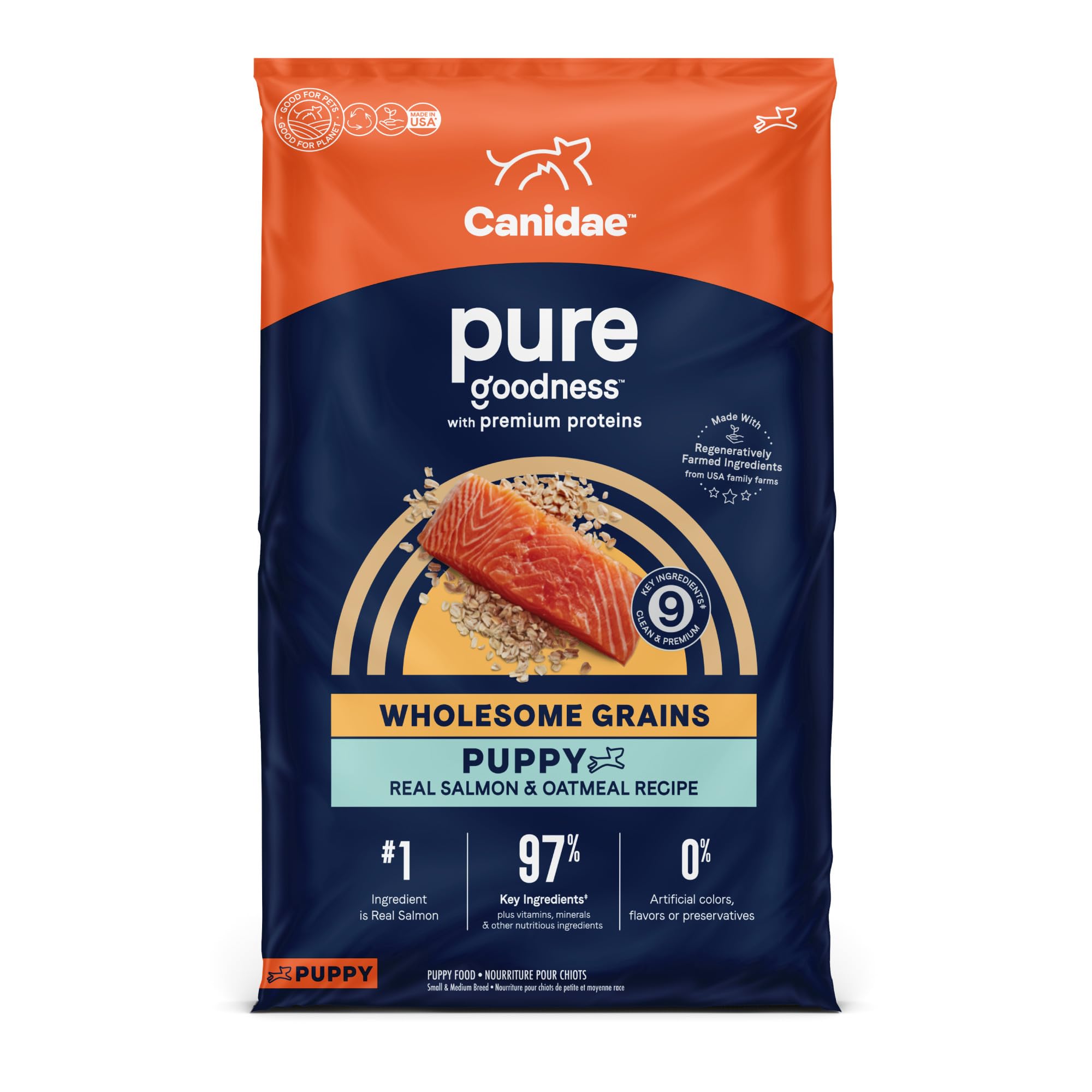 CANIDAE Pure Puppy Real Salmon & Oatmeal Recipe Dry Dog 22 LB