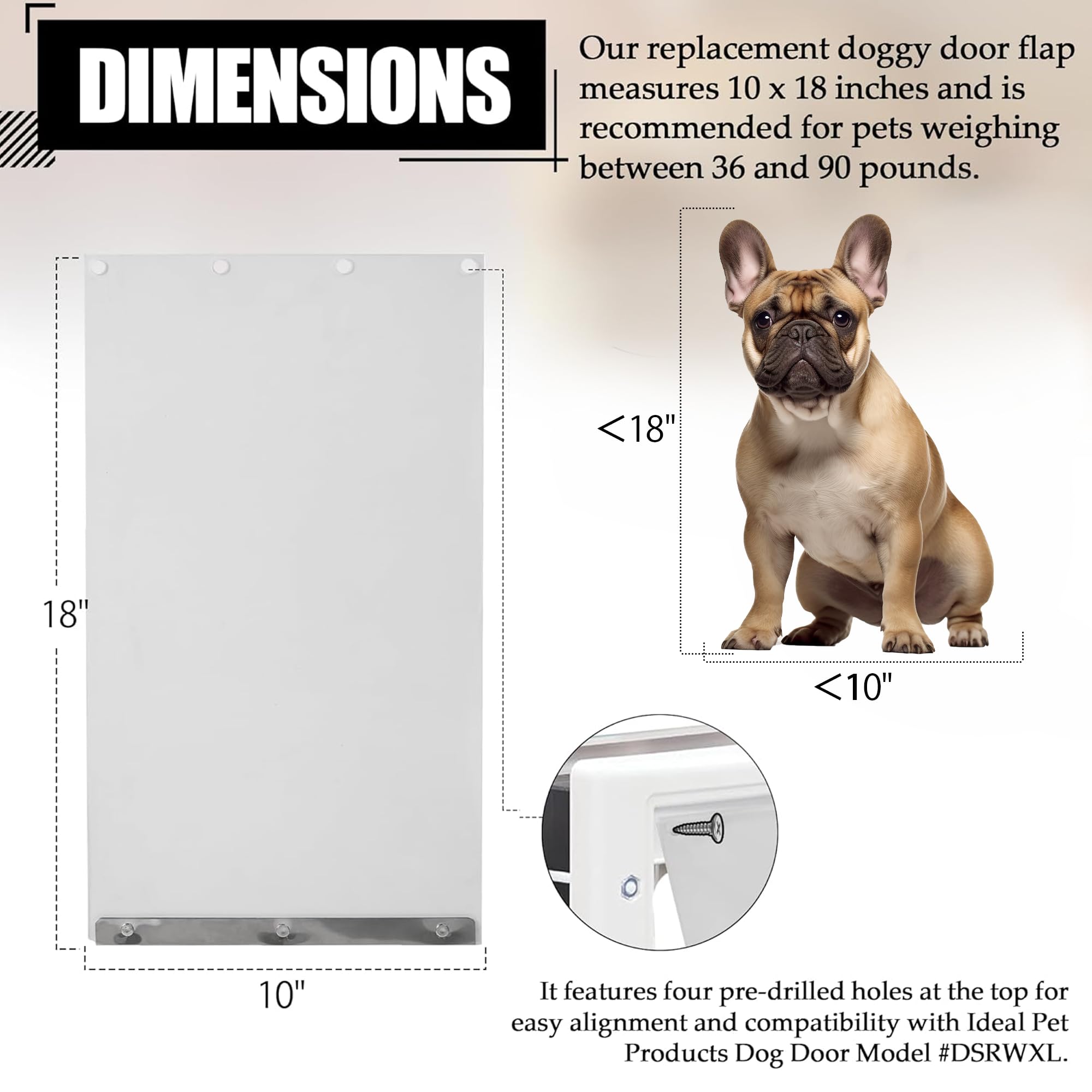 Tongass 10'' X 18'' Pet Door Flap Large Transparent Dog Door Flap Replacement Designed For Ideal Pet Products Ruff Weather Dog D