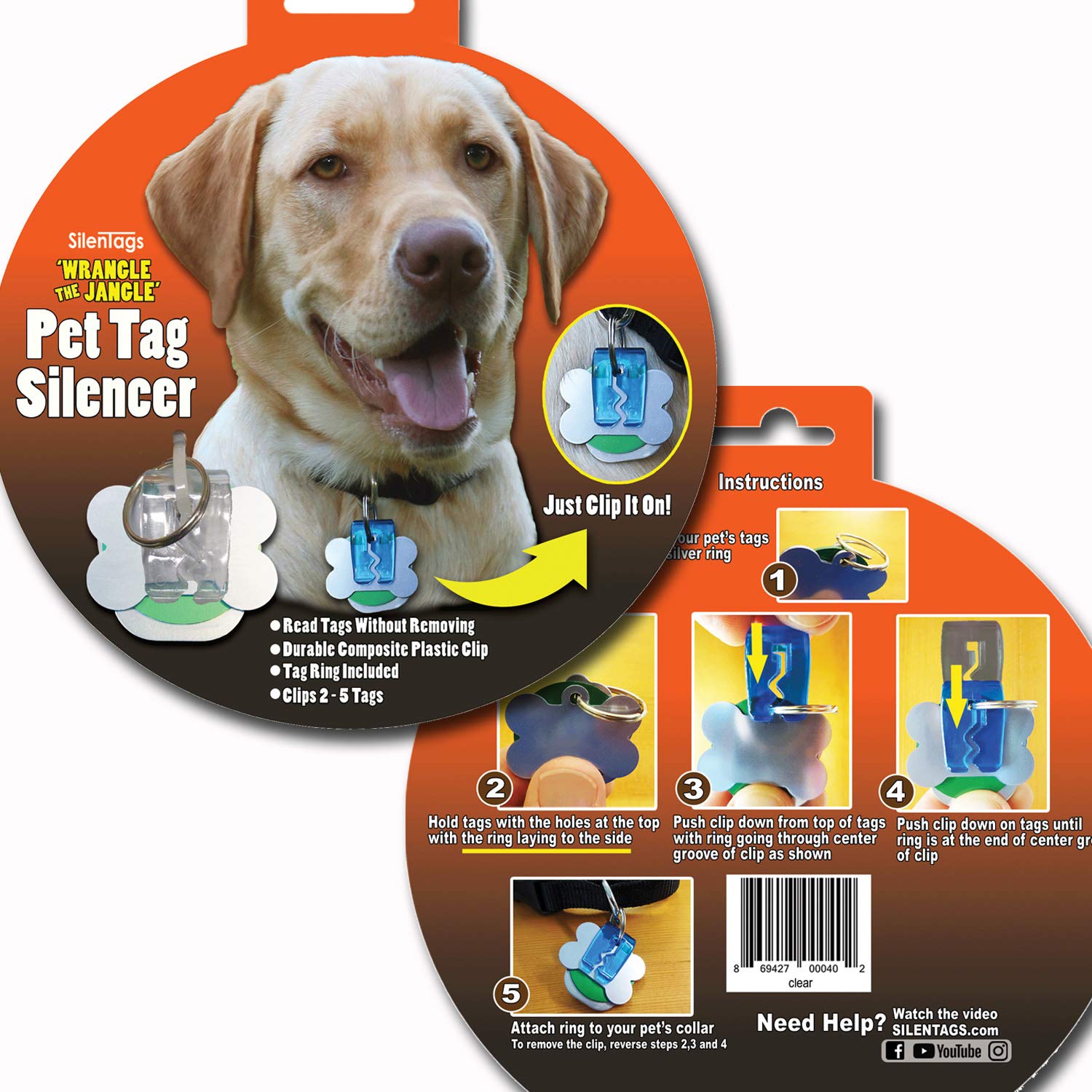 Silentags Pet Tag Silencer Clip It On, Jingle'S Gone! -Clear