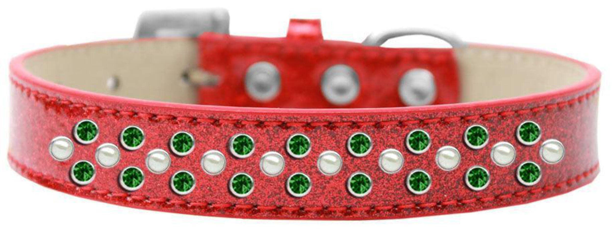 Mirage Pet Products Sprinkles Ice Cream Dog Collar with Pearl & Emerald Green Crystals, Size 16, Emerald Green