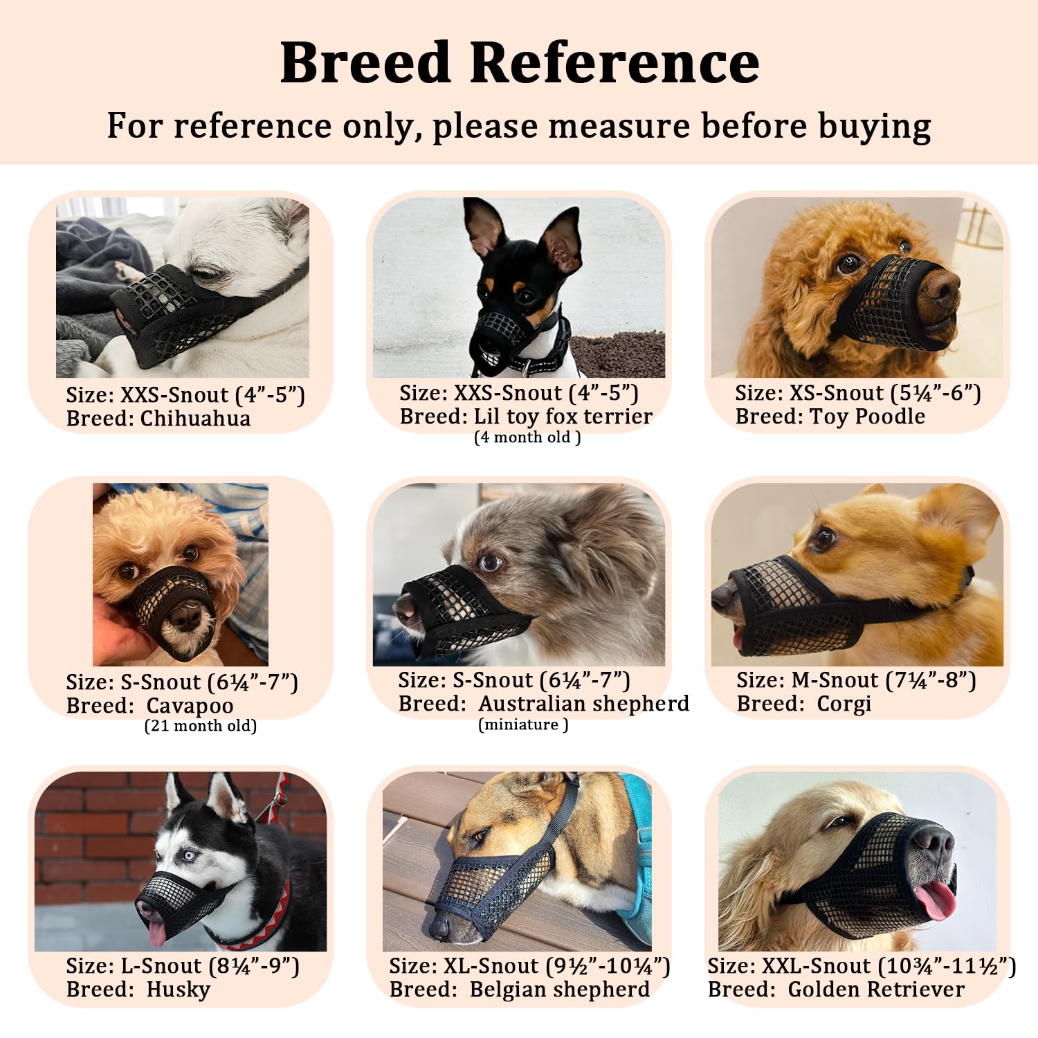 Mayerzon Dog Muzzle, Soft Mesh Muzzles For Small Medium Large Dogs Chihuahua Poodle Husky Labrador Retriever, Breathable Dog Mouth Guard For Biting Chewing Grooming, Allow Panting Drinking(M, Black)