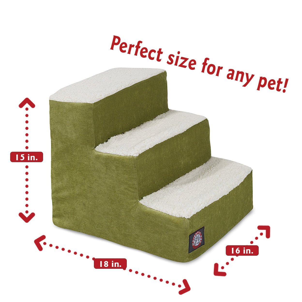 3 Step Portable Pet Stairs By Majestic Pet Products Villa Apple Steps for Cats and Dogs Green