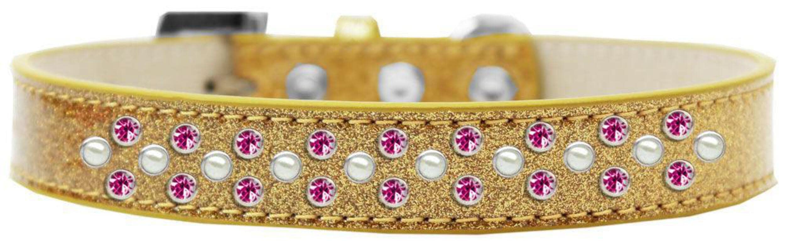 Mirage Pet Products Sprinkles Ice Cream Dog Collar with Pearl and Bright Pink Crystals, Size 18, Red
