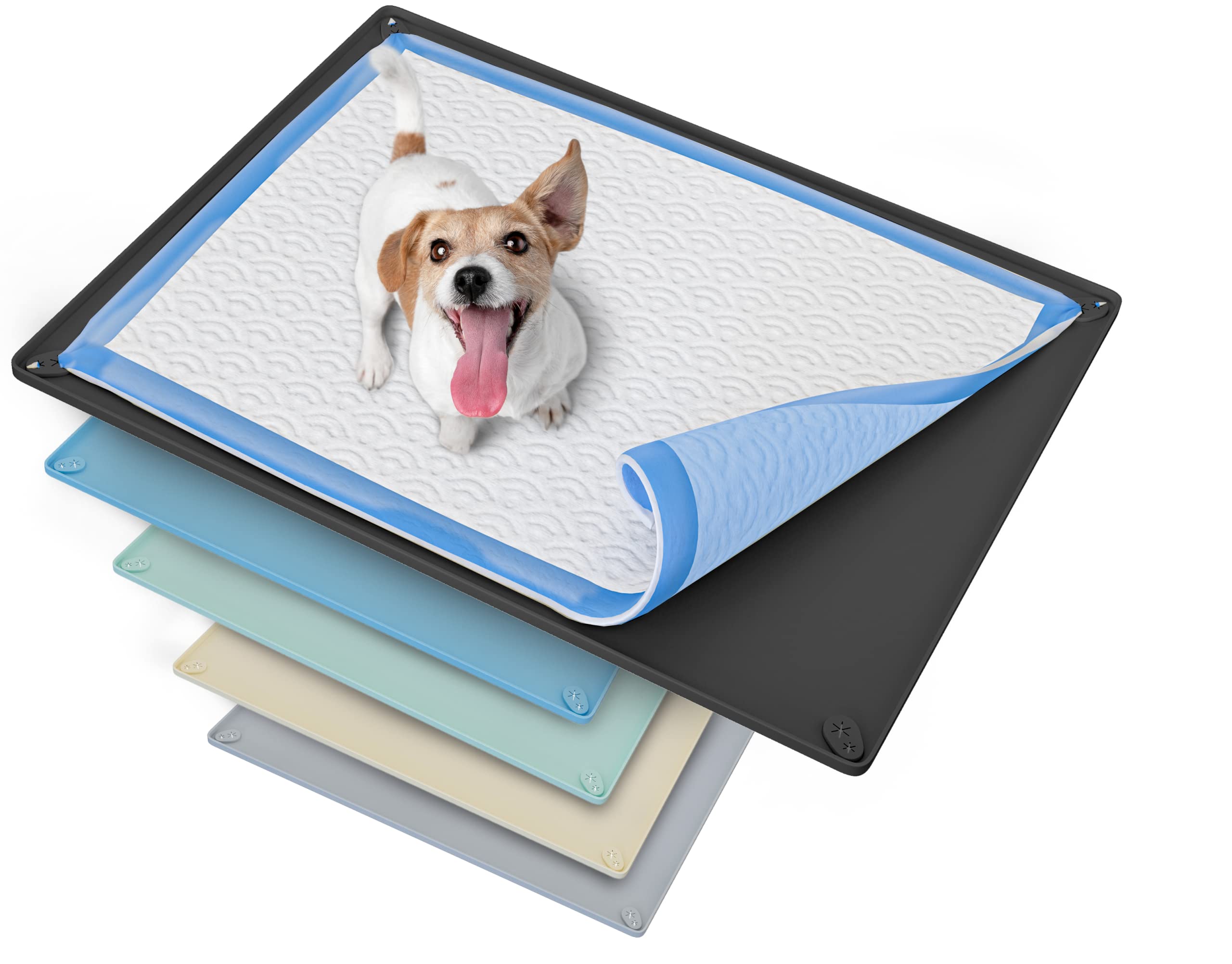 Skywin Tidyfriend Pee Pad Holder Tray 30 X 23 Inches, Silicone Dog Potty Tray, Easy To Clean No Spill Dog Potty Training Pad Hol