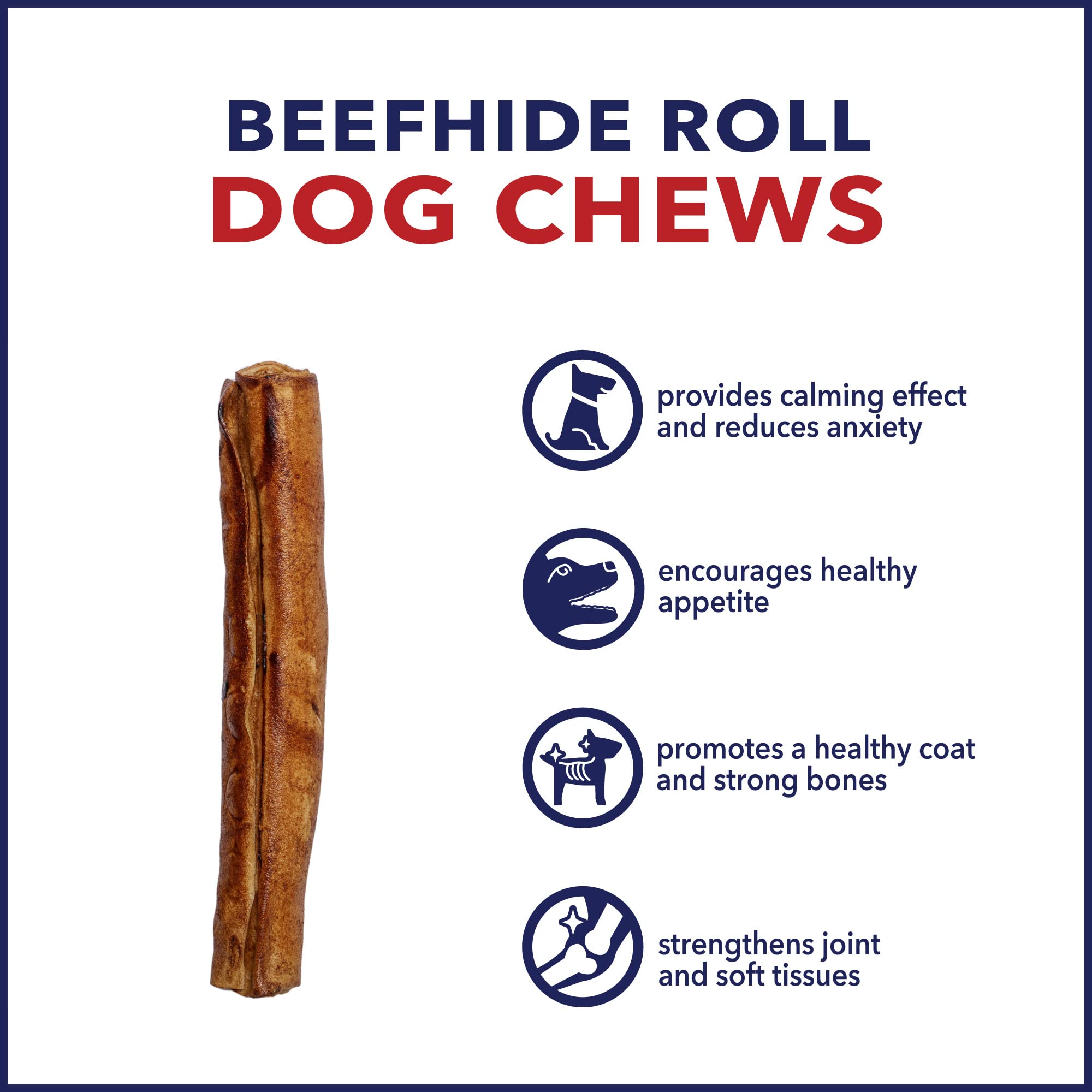 Pet Factory 100% Made in USA Beefhide 8 Rolls Dog Chew Treats - Peanut Butter Flavor, 15 Count/1 Pack