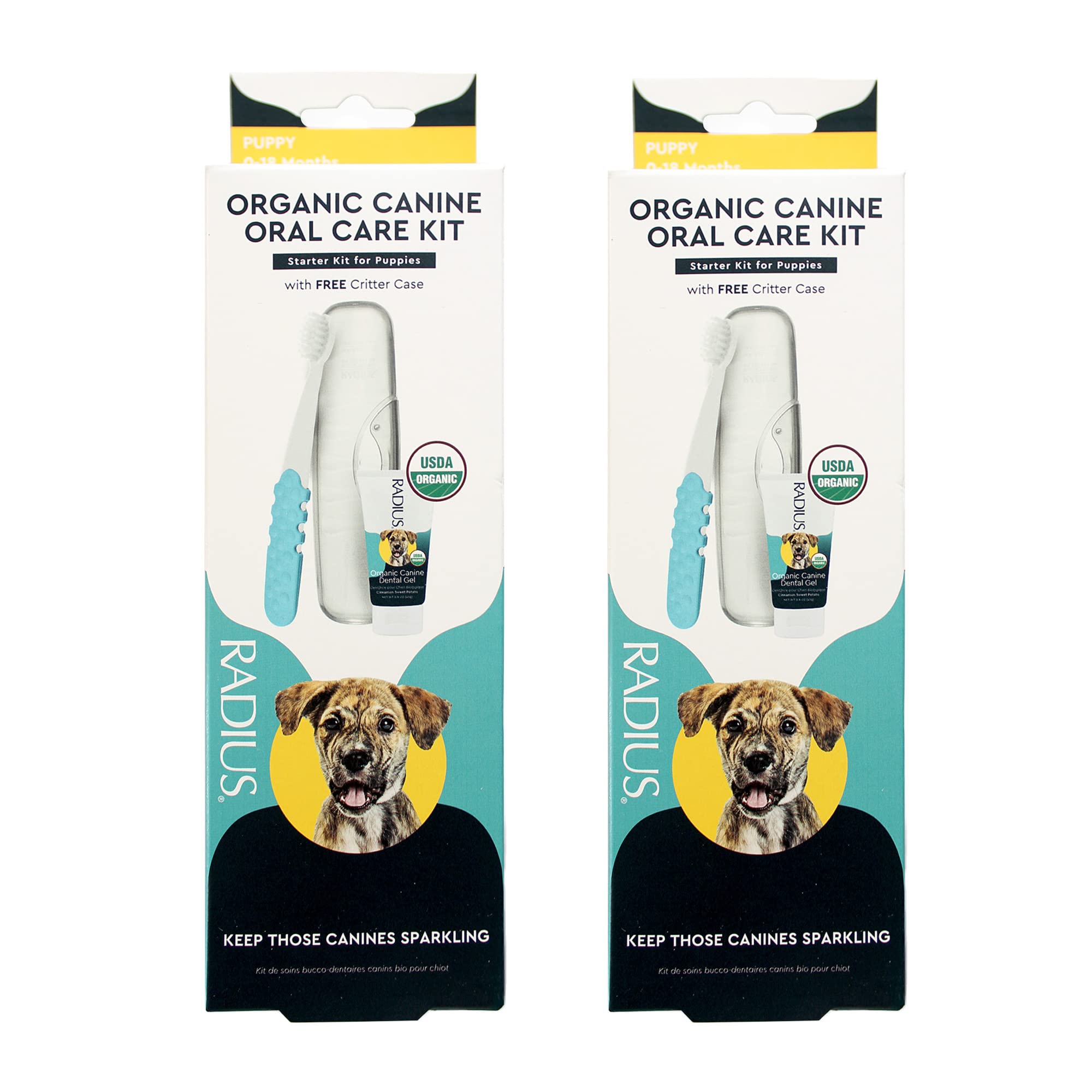 RADIUS USDA Organic Dental Solutions Puppy Kit 2 Units, Kit Includes 1 Dog Toothbrush & 1 0.8oz Toothpaste, Ultra Soft Bristle &