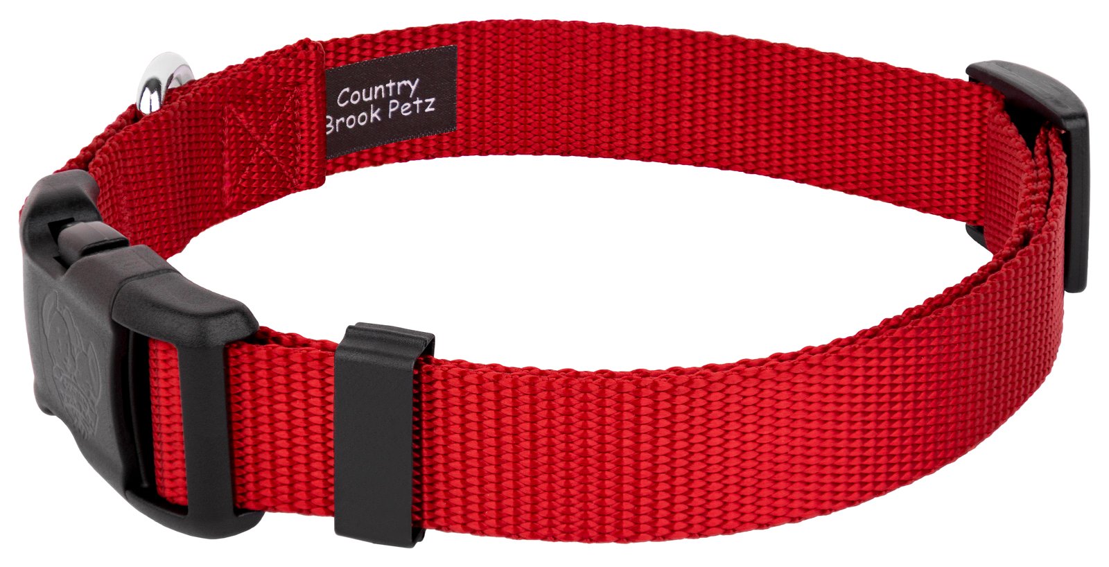 Country Brook Petz - 30+ Vibrant Colors - American Made Deluxe Nylon Dog Collar With Buckle (Micro, 3/8 Inch Wide, Red)