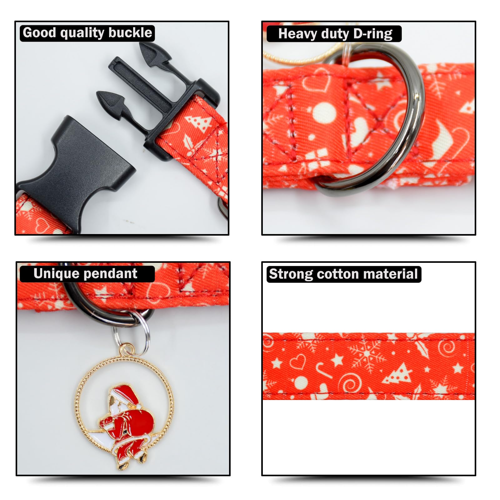 Christmas Dog Collar With Pendant, Durable And Soft Cotton Dog Collars For Small Large Female And Male Dogs Pets(Christmas S)
