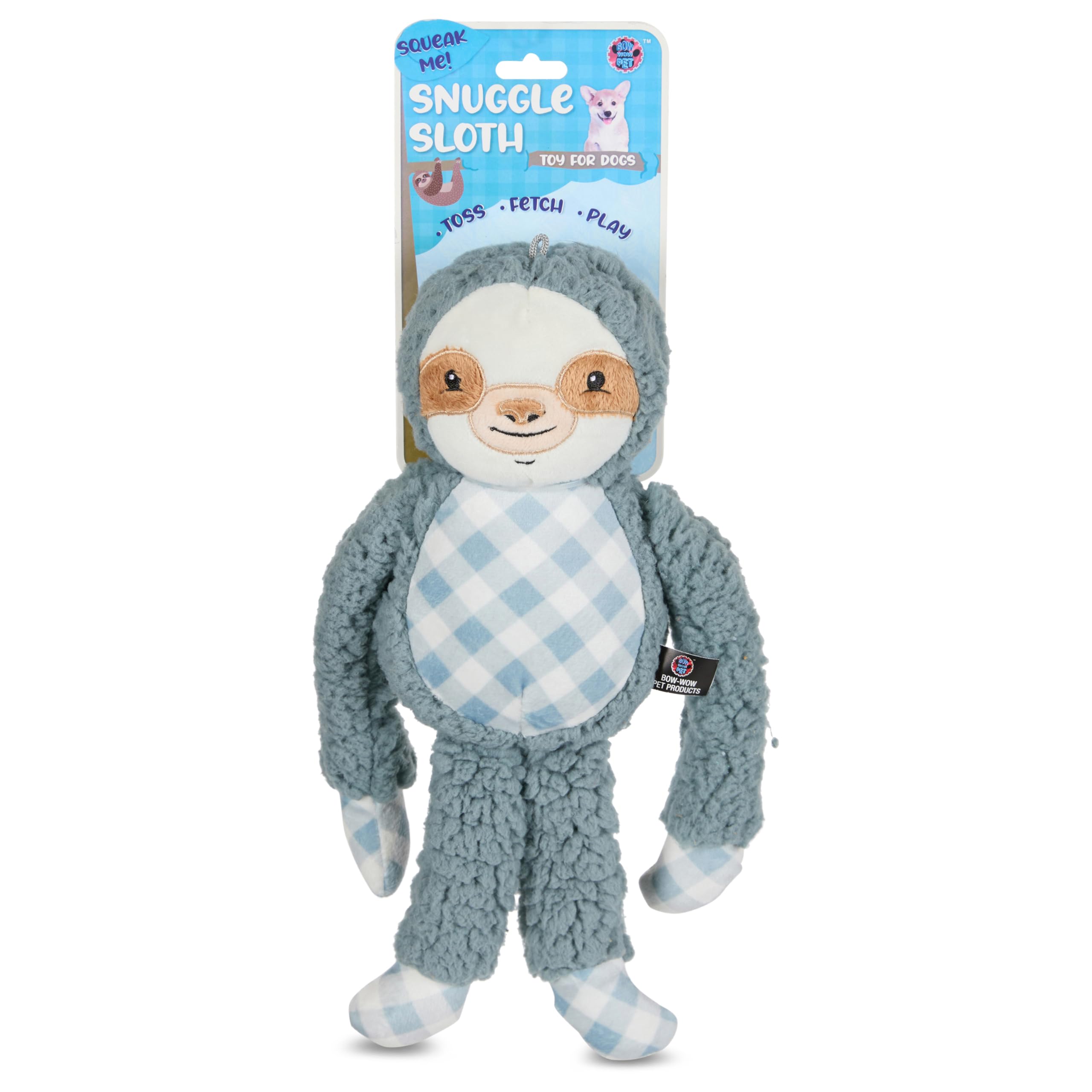 Bow Wow Fantasy Creature Plush Dog Toy - Squeaky & Crinkle Dino or Dragon - Toss, Fetch & Play - Soft & Durable - Colors May Var