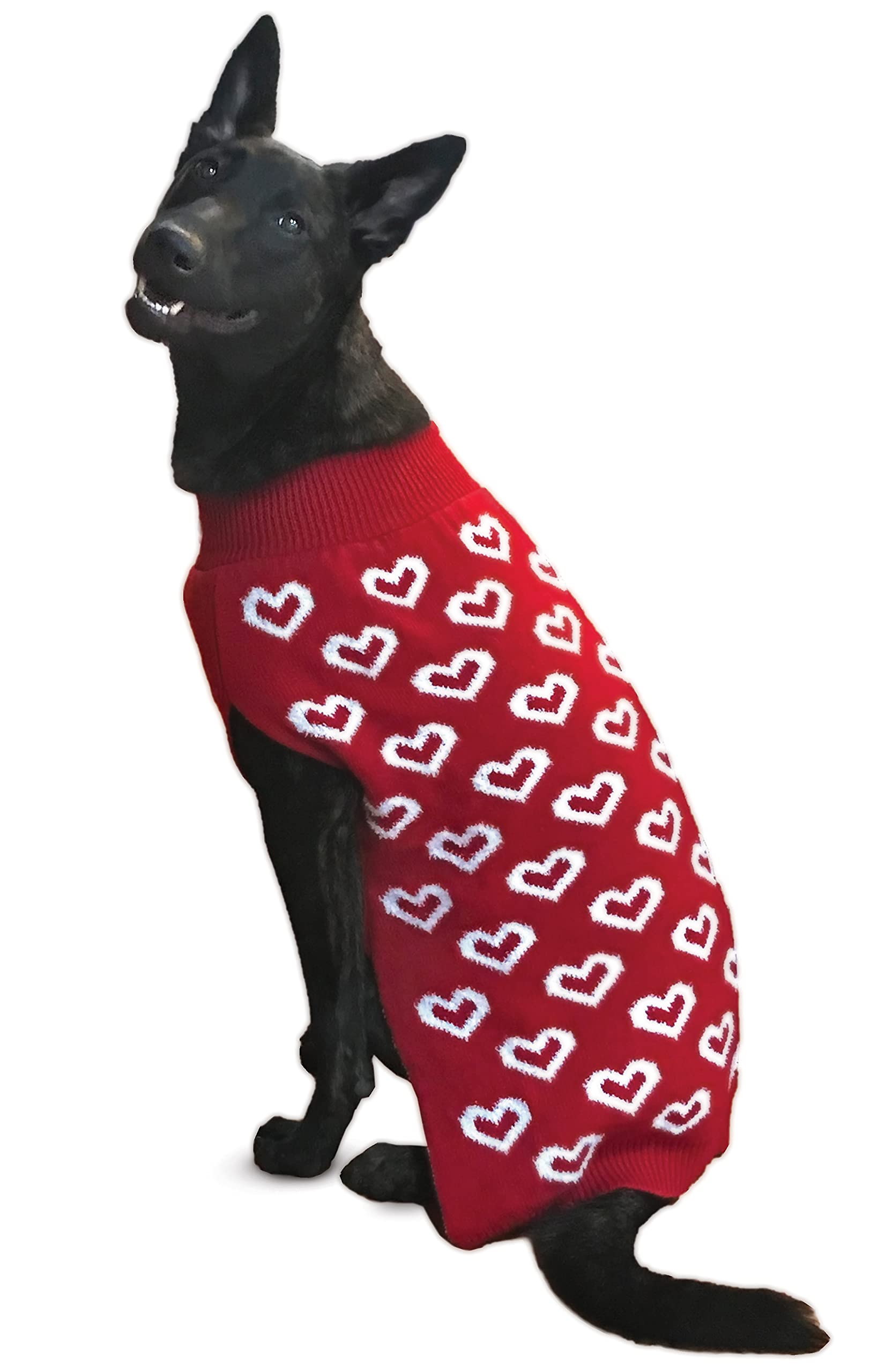 Fashion Pet/ Allover Hearts Sweater/Dog Sweater/Red/Medium