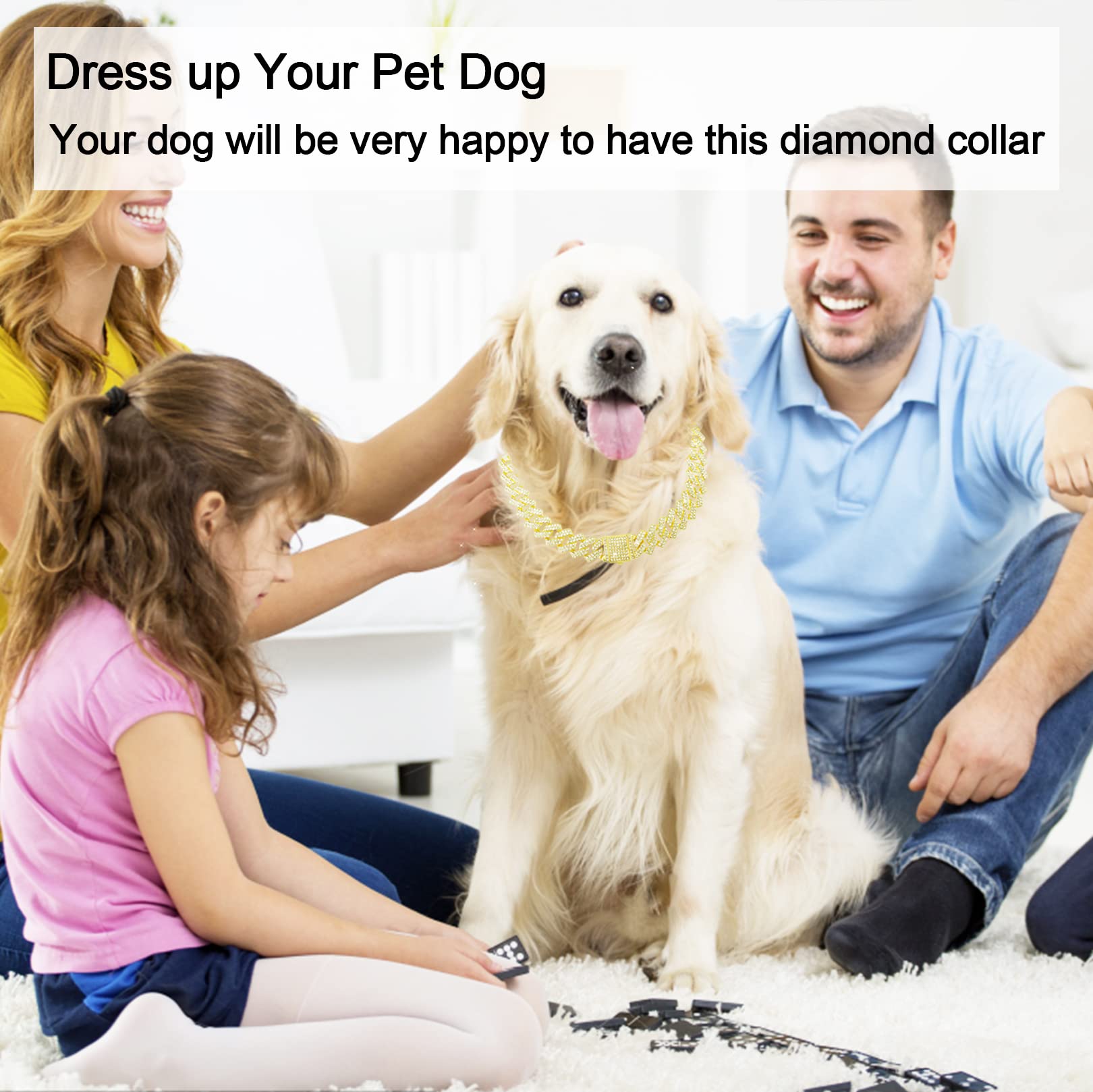 Glitter Diamond Cuban Collar Walking Metal Chain With Secure Buckle - Pet Metal Link Chain Jewelry Accessories For Small To Larg